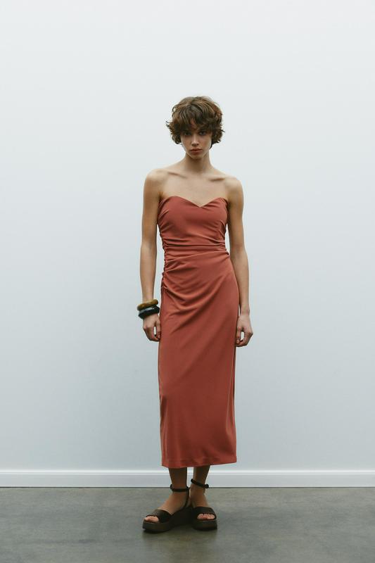 STRAPLESS MIDI DRESS