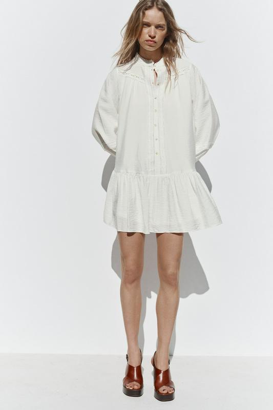 MINI DRESS WITH HEMSTITCH DETAIL