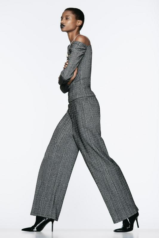 TEXTURED WIDE-LEG TROUSERS