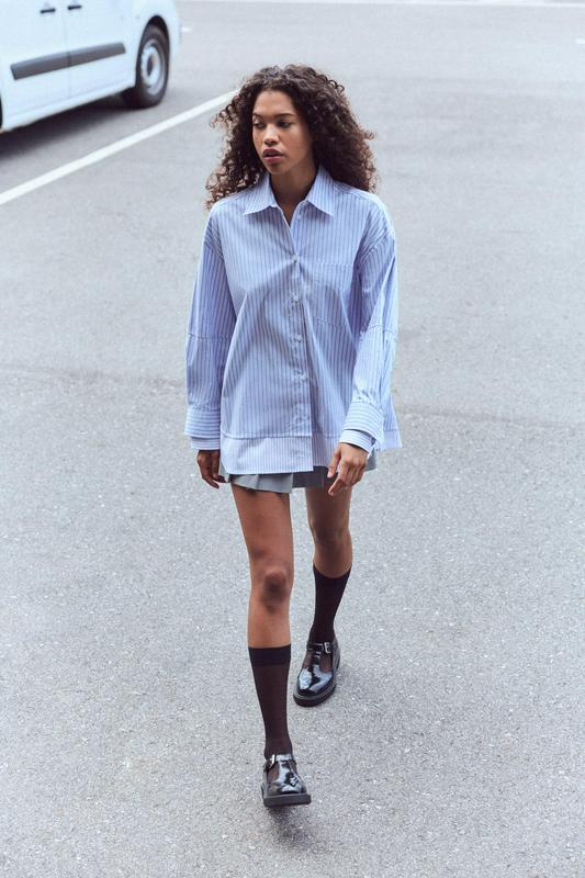 OVERSIZED POPLIN SHIRT WITH DOUBLE CUFFS