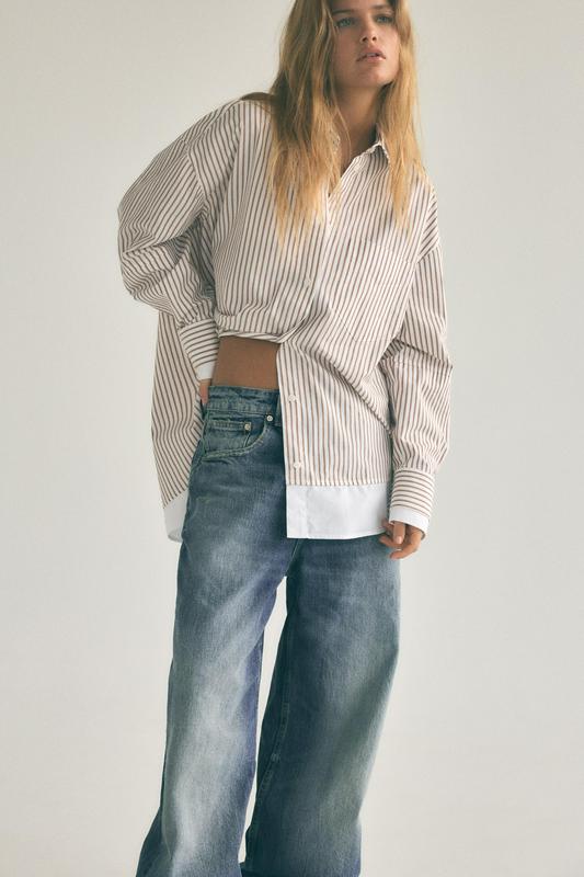 OVERSIZED POPLIN SHIRT WITH DOUBLE CUFFS