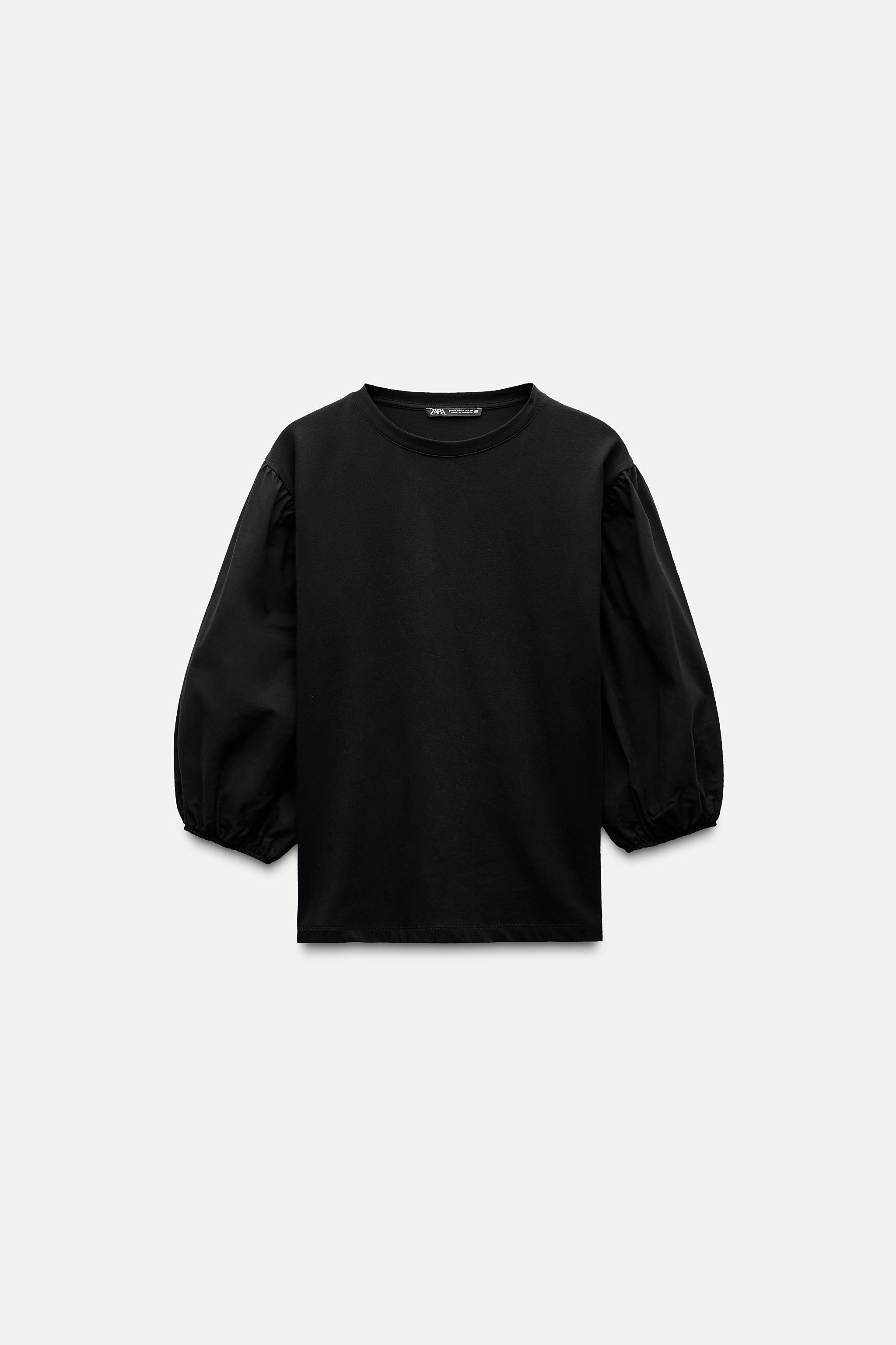 CONTRAST PUFF SLEEVE T-SHIRT