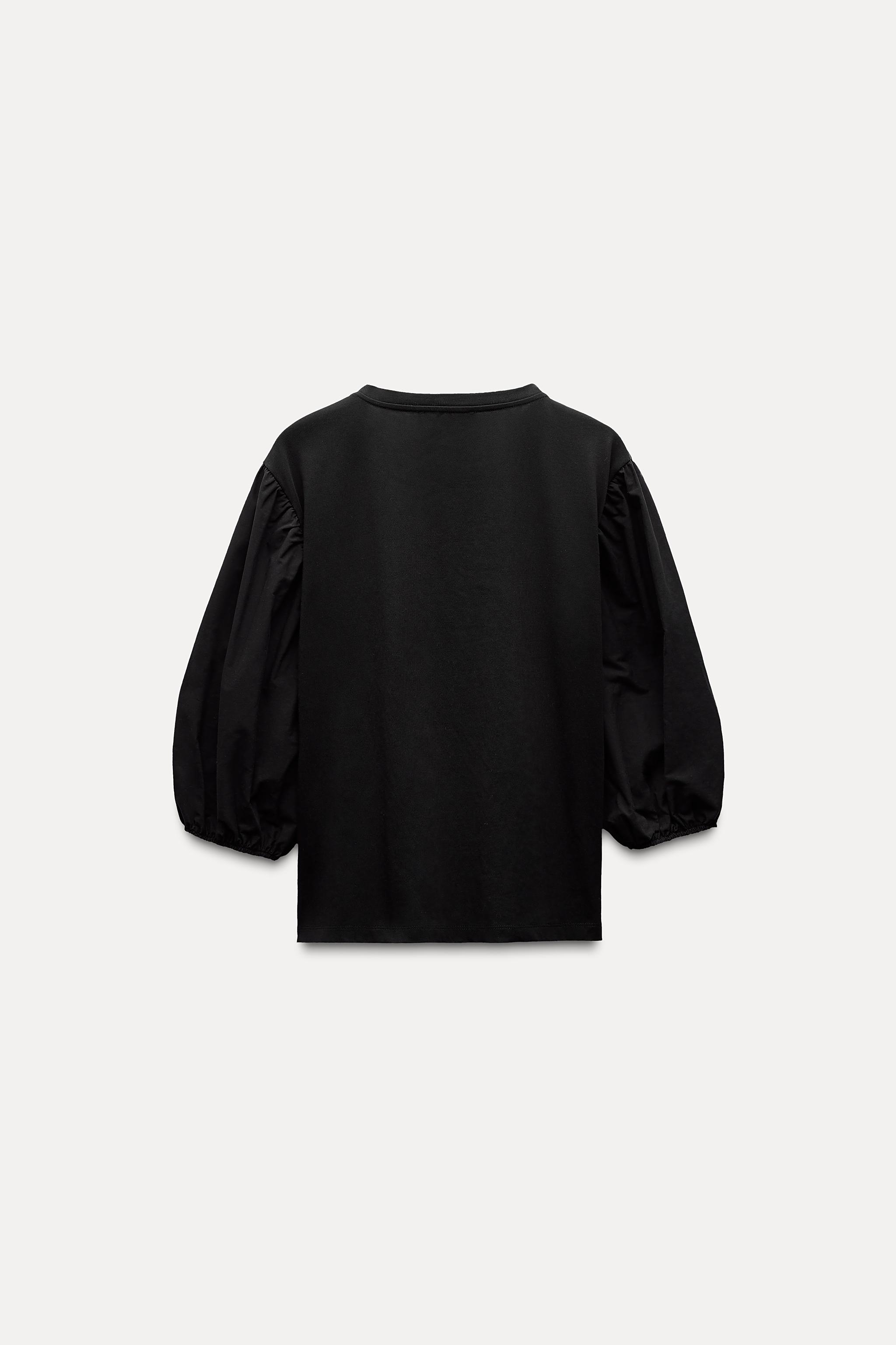 CONTRAST PUFF SLEEVE T-SHIRT