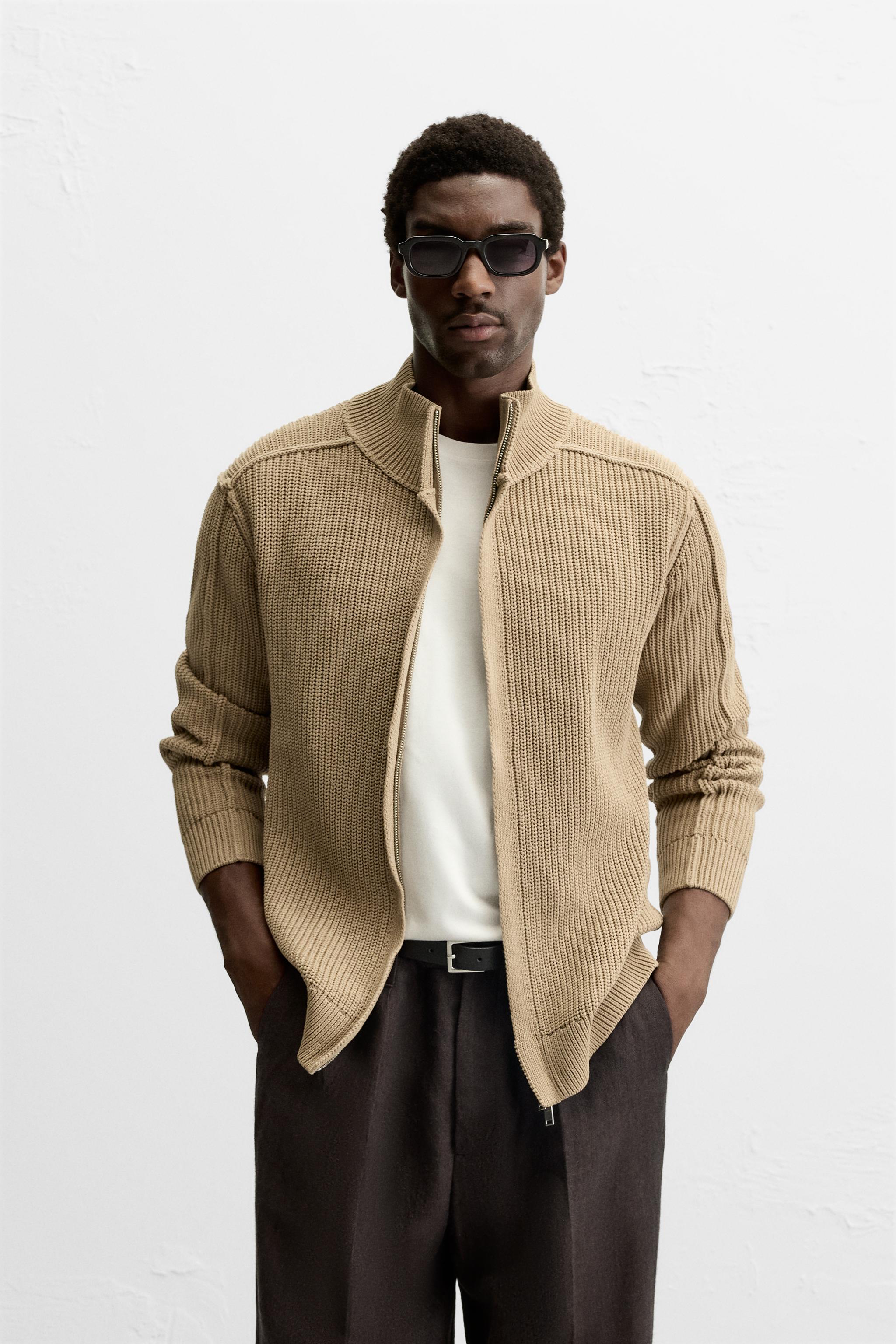 KNIT JACKET WITH REVERSE EFFECT TRIMS