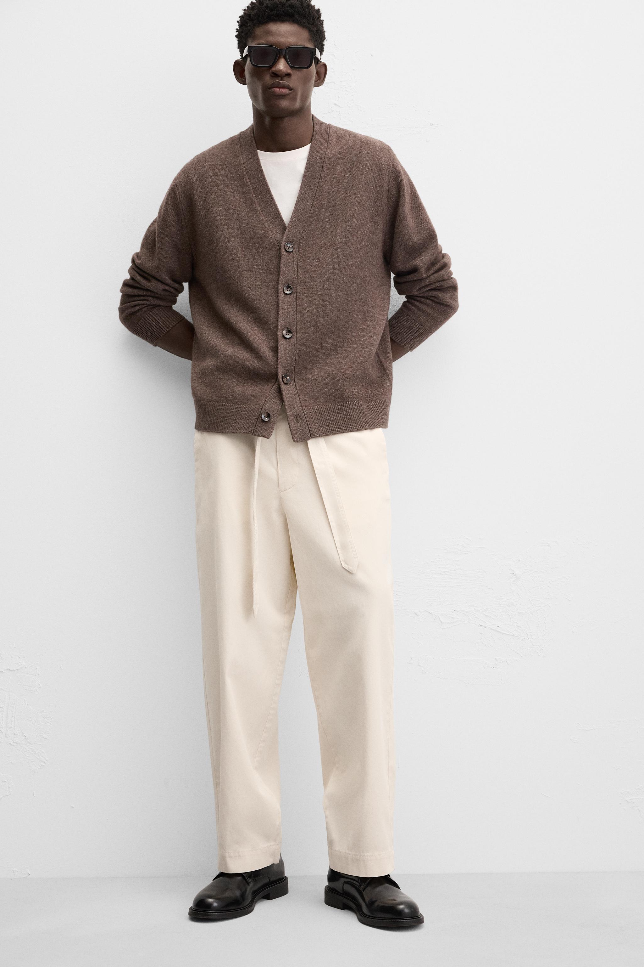 TEXTURED TROUSERS WITH BELT