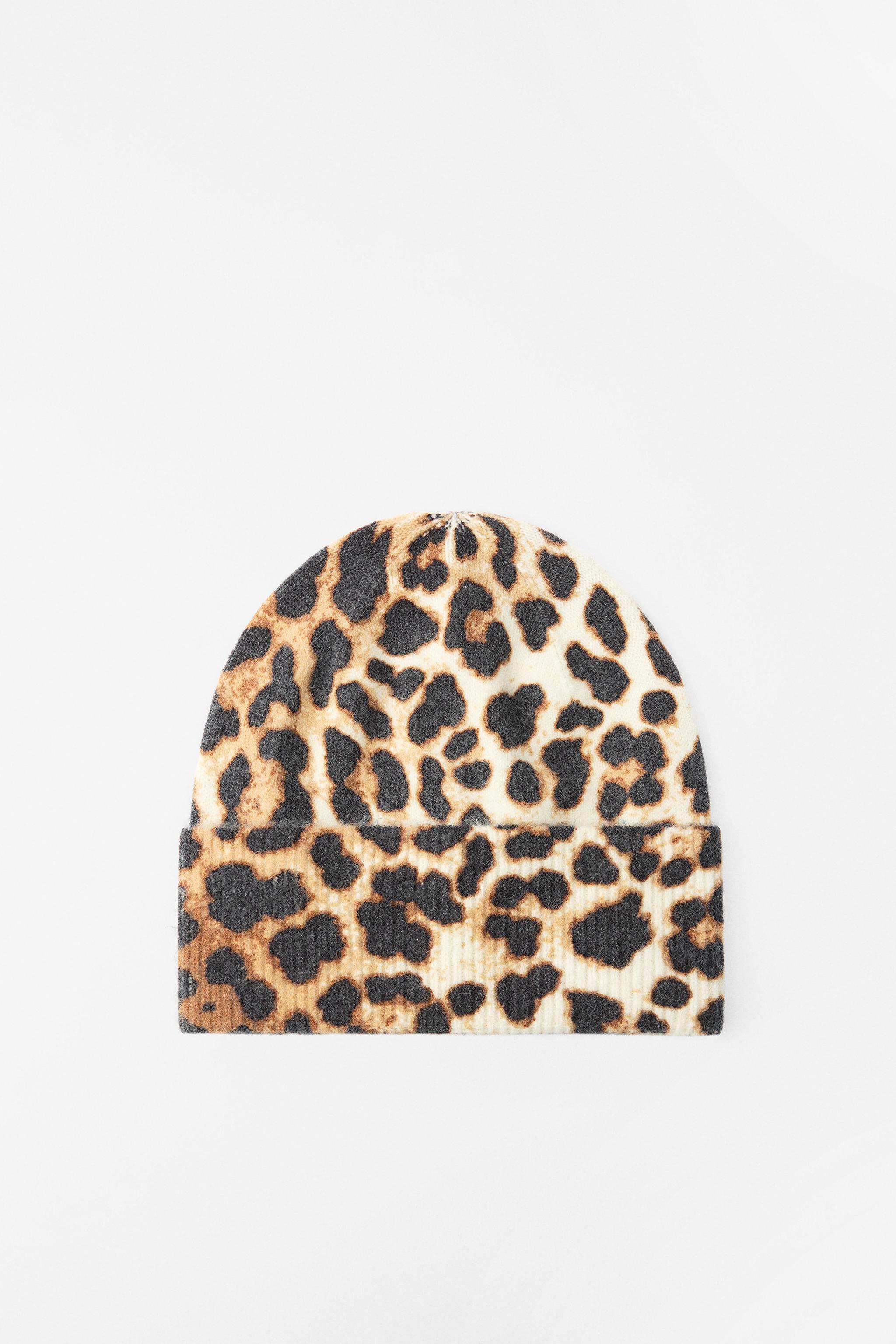 ANIMAL PRINT FINE KNIT BEANIE