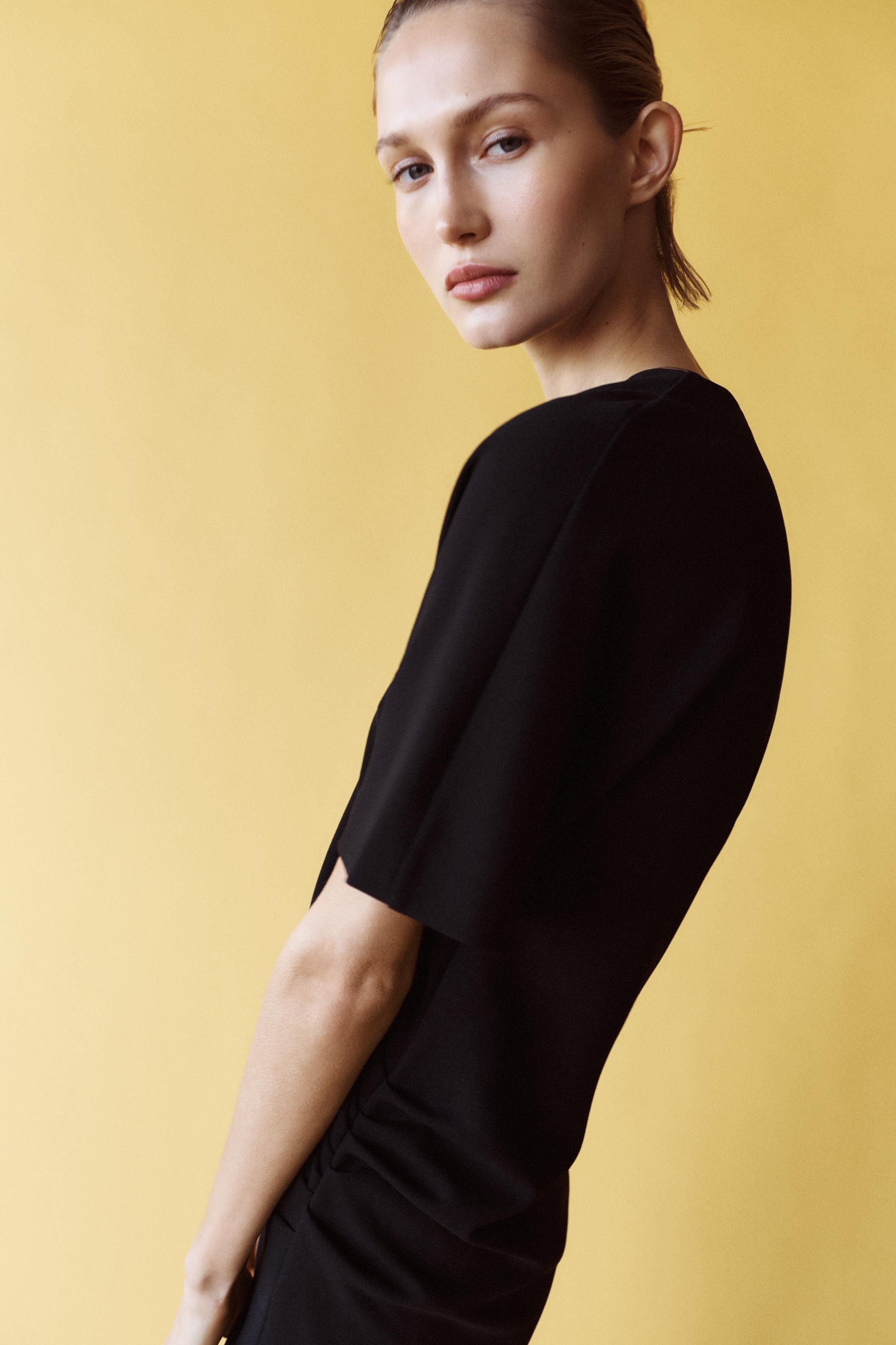 MIDI DRESS WITH GATHERED DETAIL