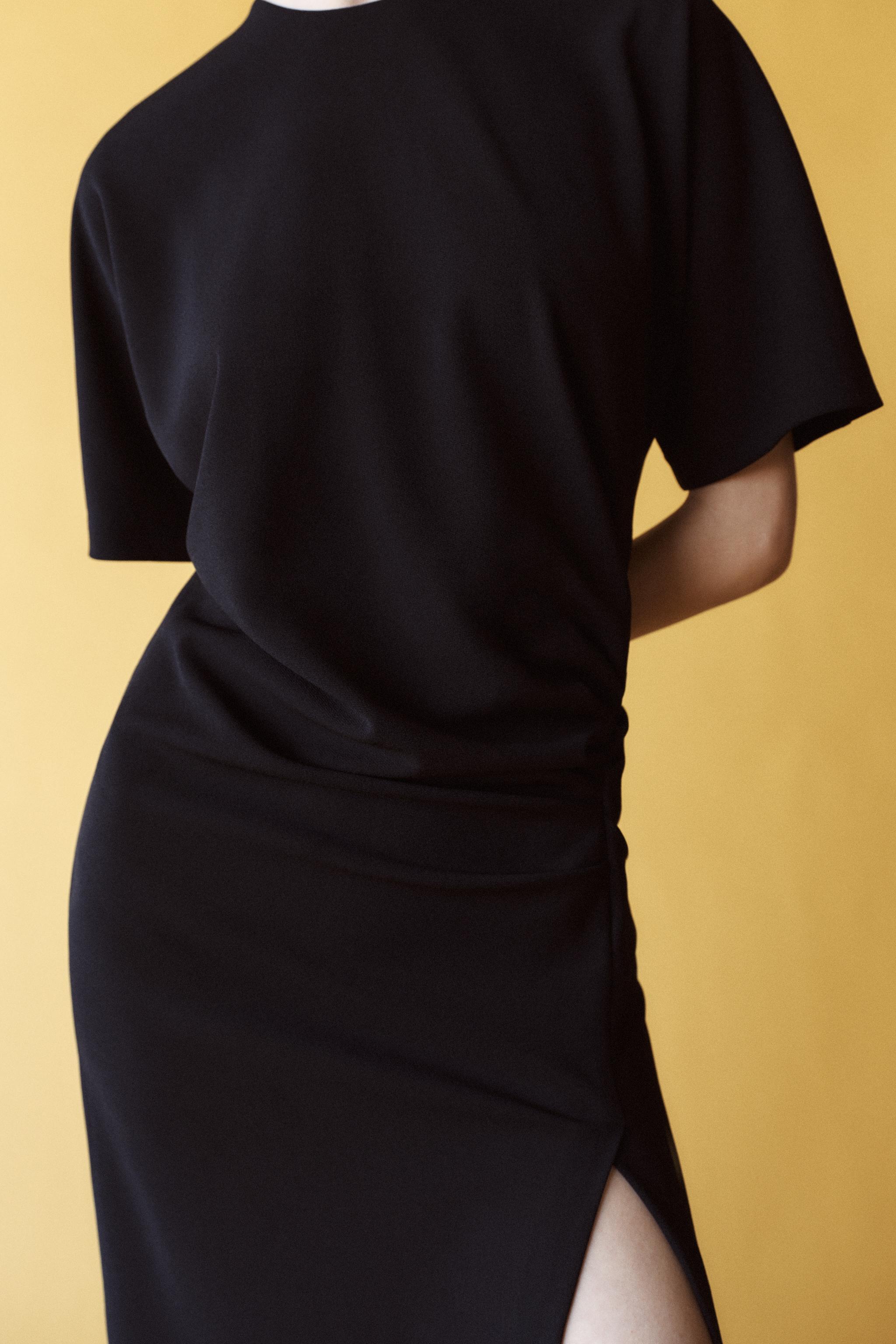MIDI DRESS WITH GATHERED DETAIL