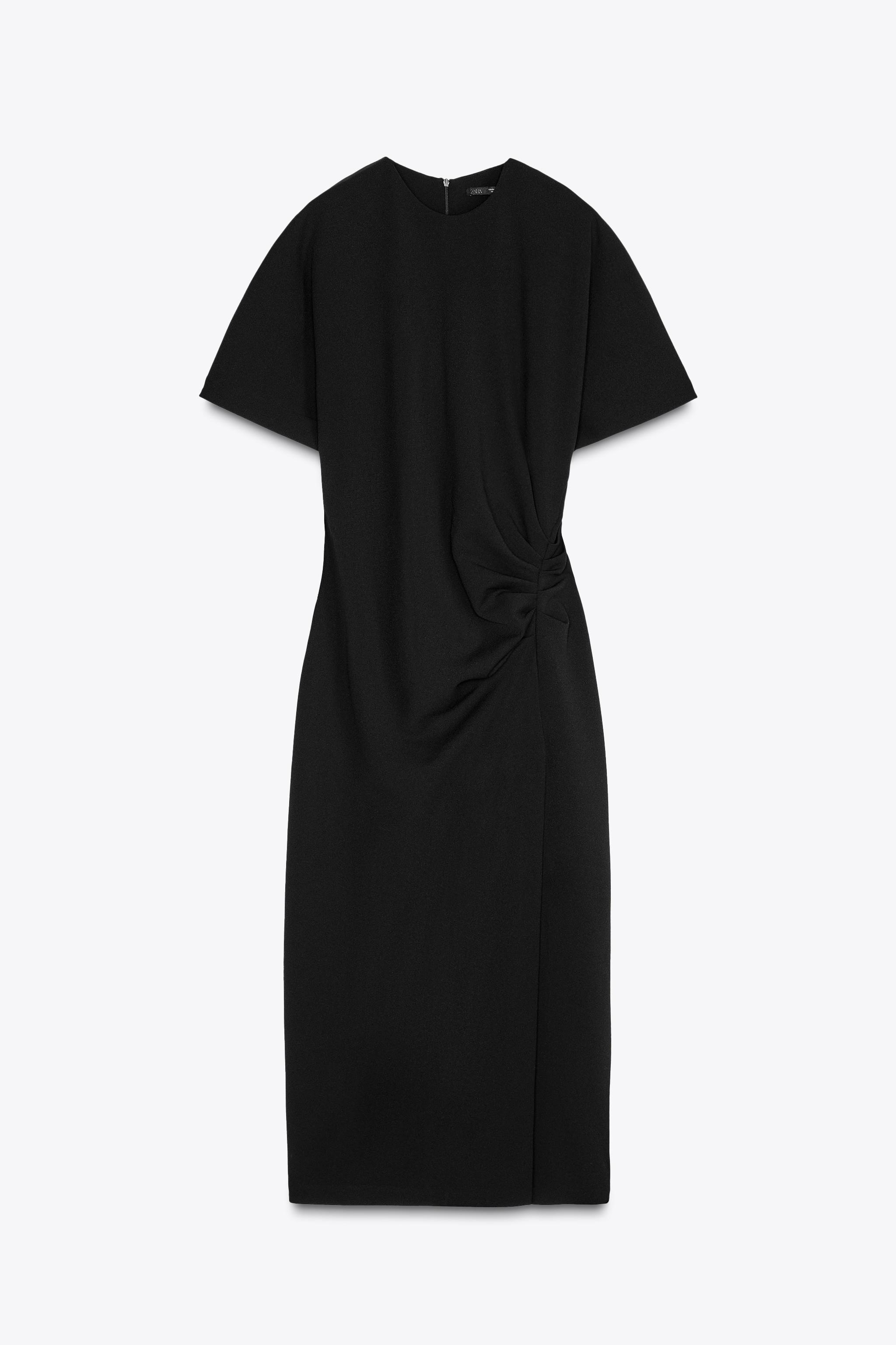 MIDI DRESS WITH GATHERED DETAIL