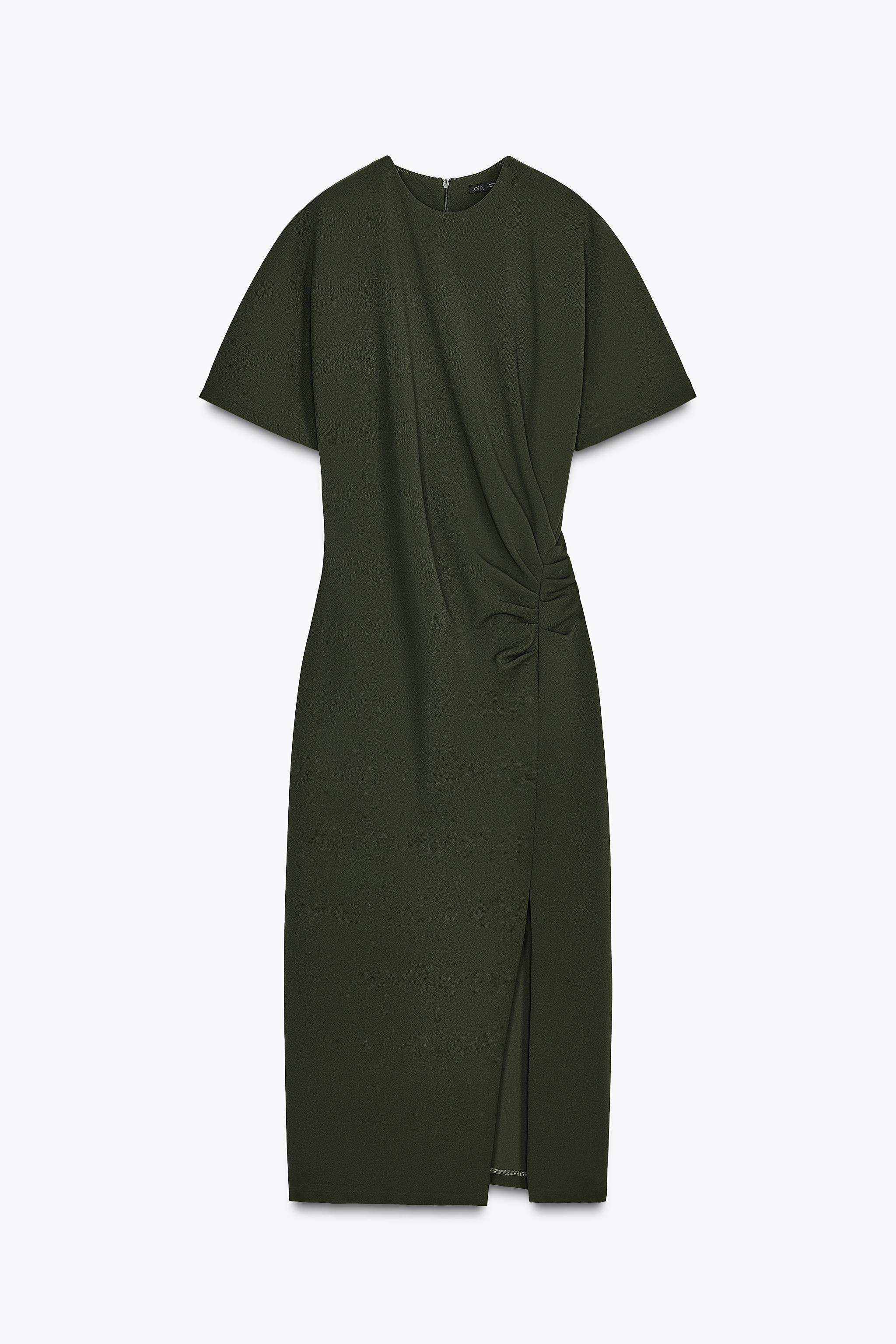 MIDI DRESS WITH GATHERED DETAIL