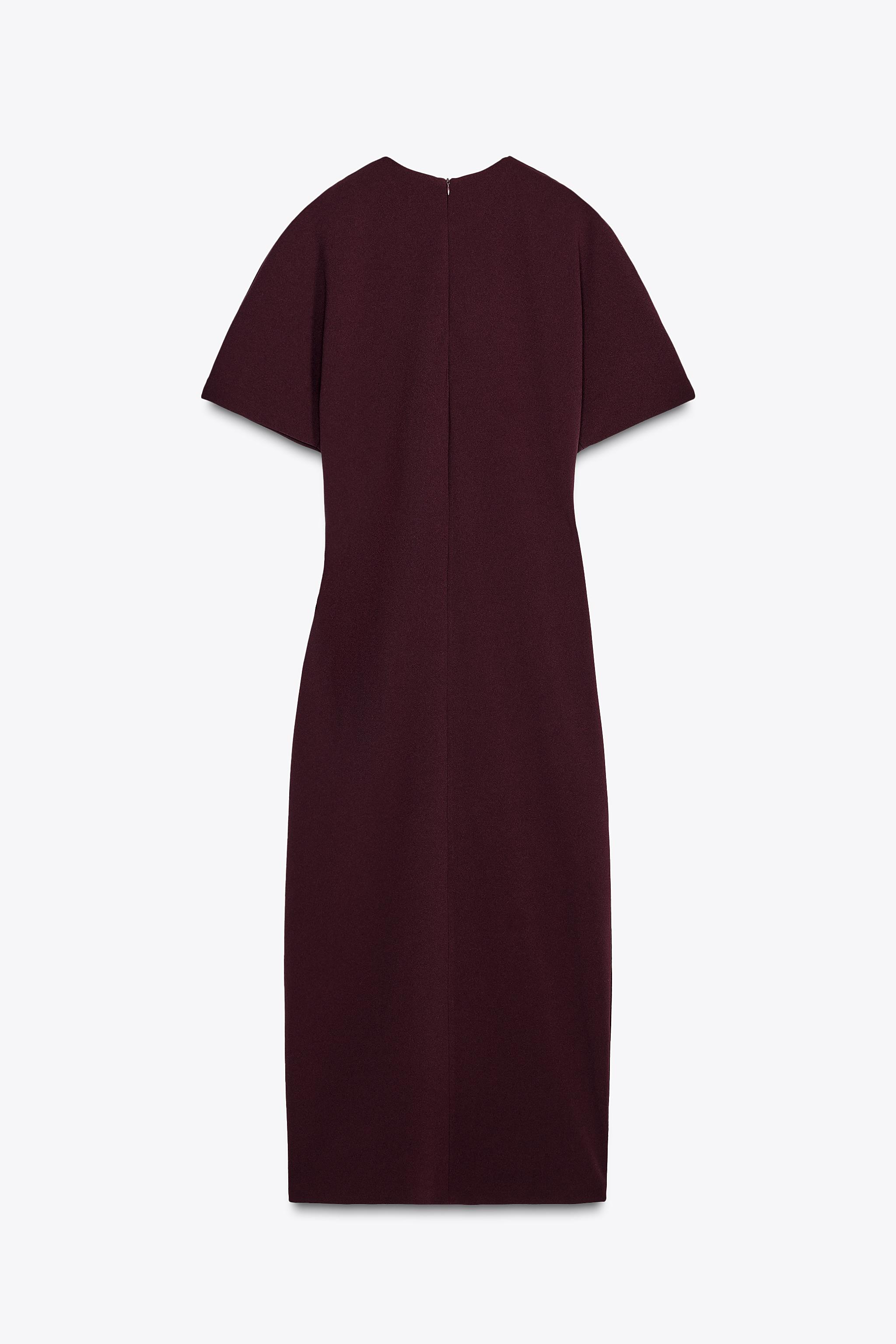 MIDI DRESS WITH GATHERED DETAIL