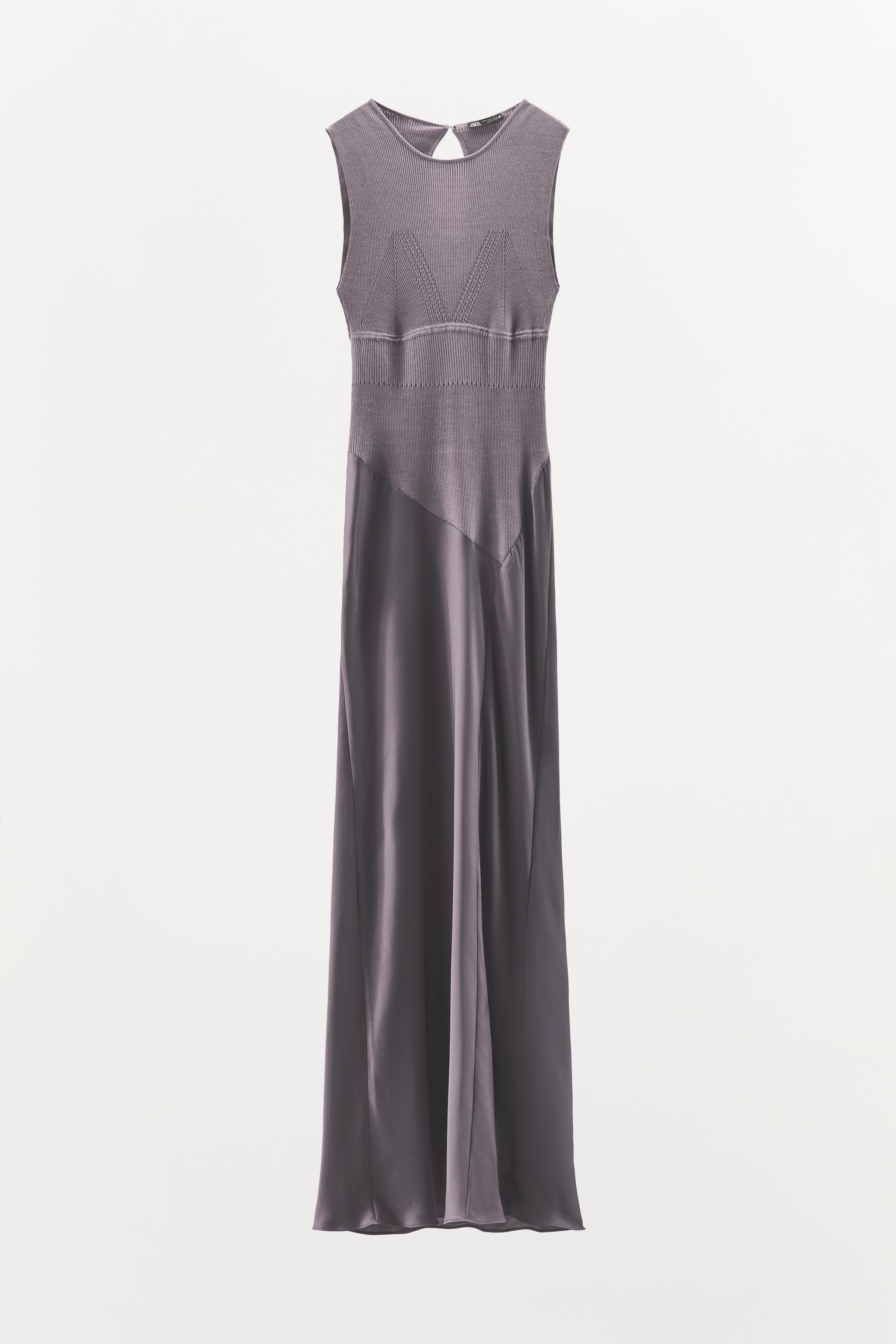 LONG COMBINED SATIN DRESS
