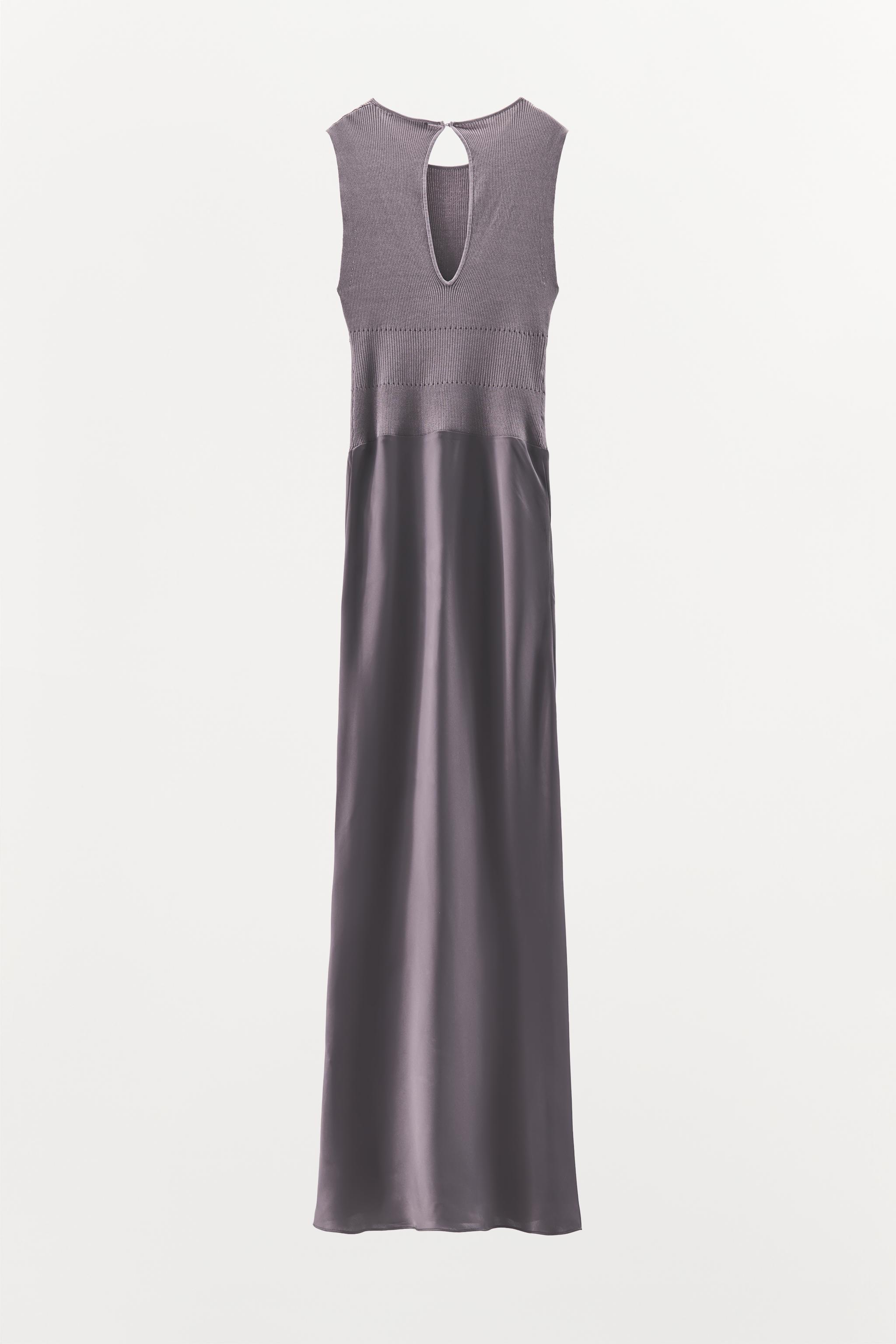 LONG COMBINED SATIN DRESS