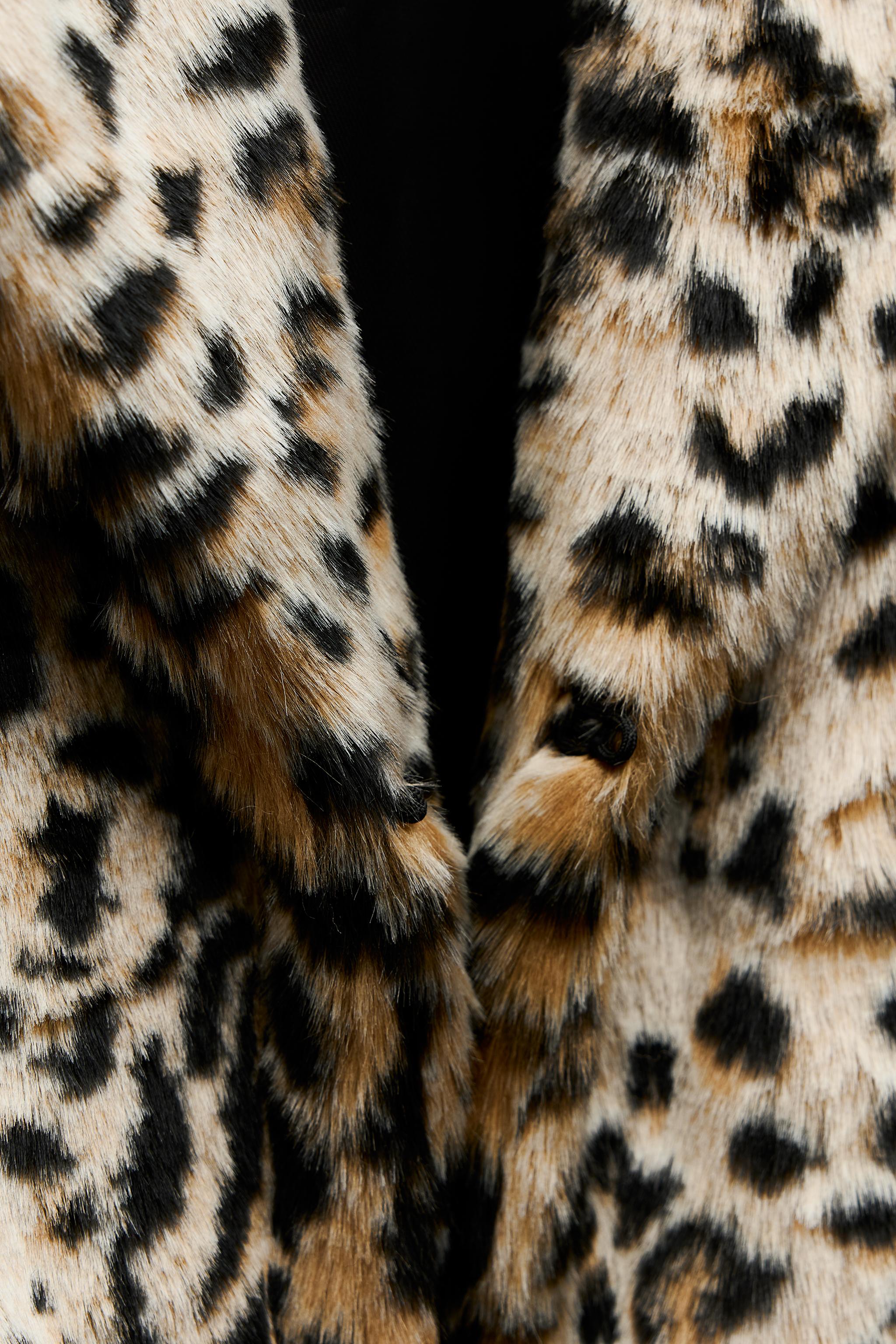 ANIMAL PRINT FAUX FUR COAT