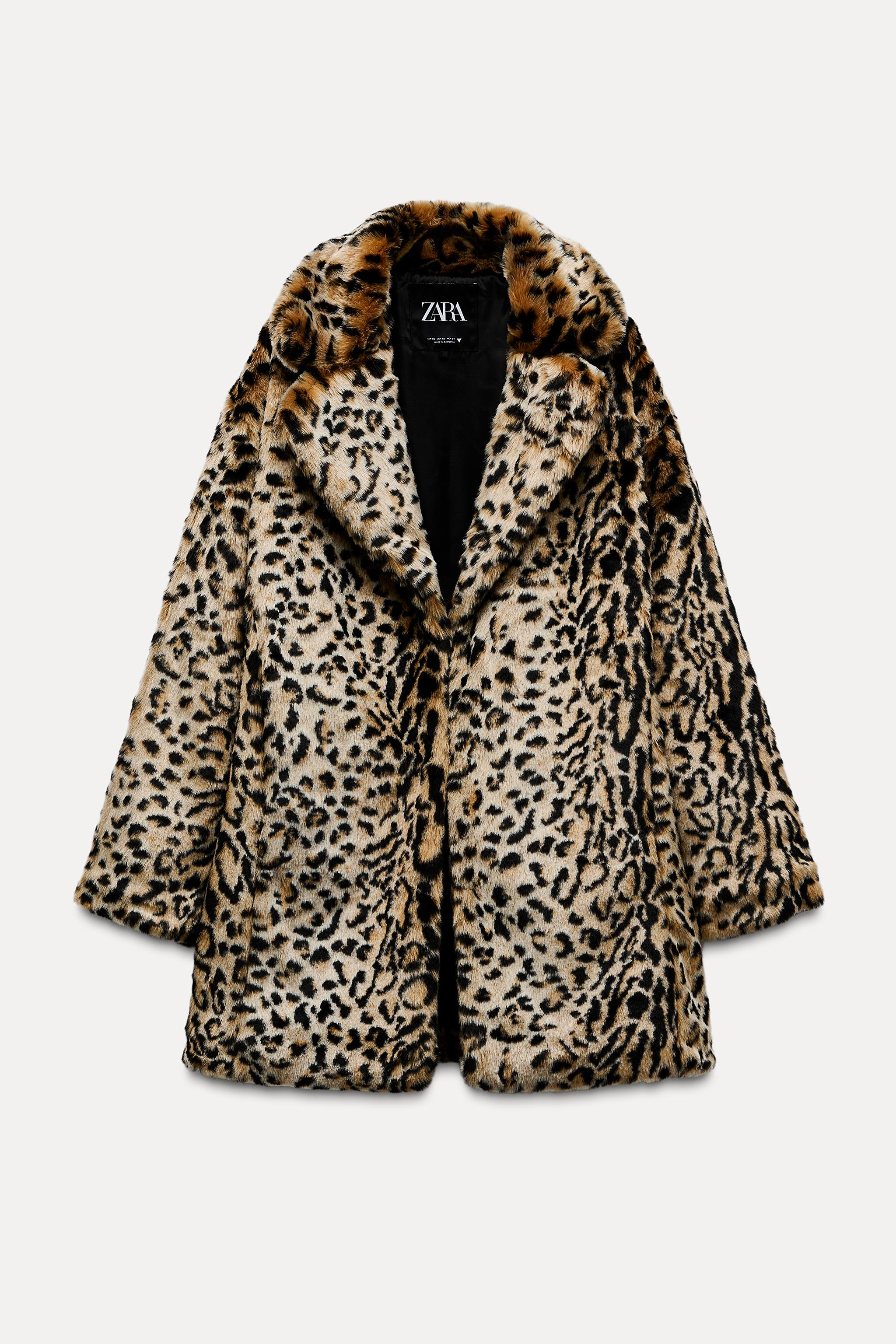 ANIMAL PRINT FAUX FUR COAT