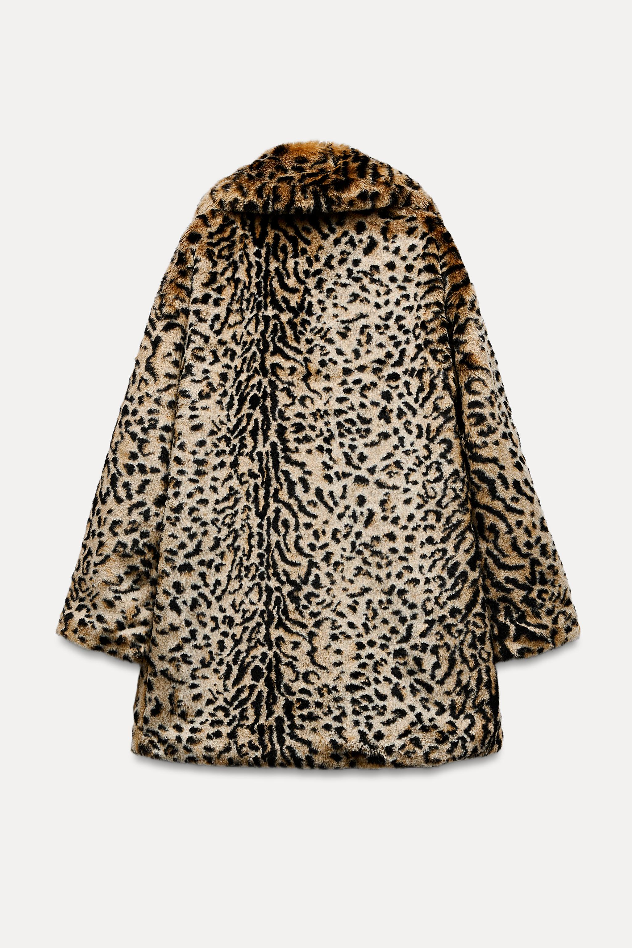 ANIMAL PRINT FAUX FUR COAT