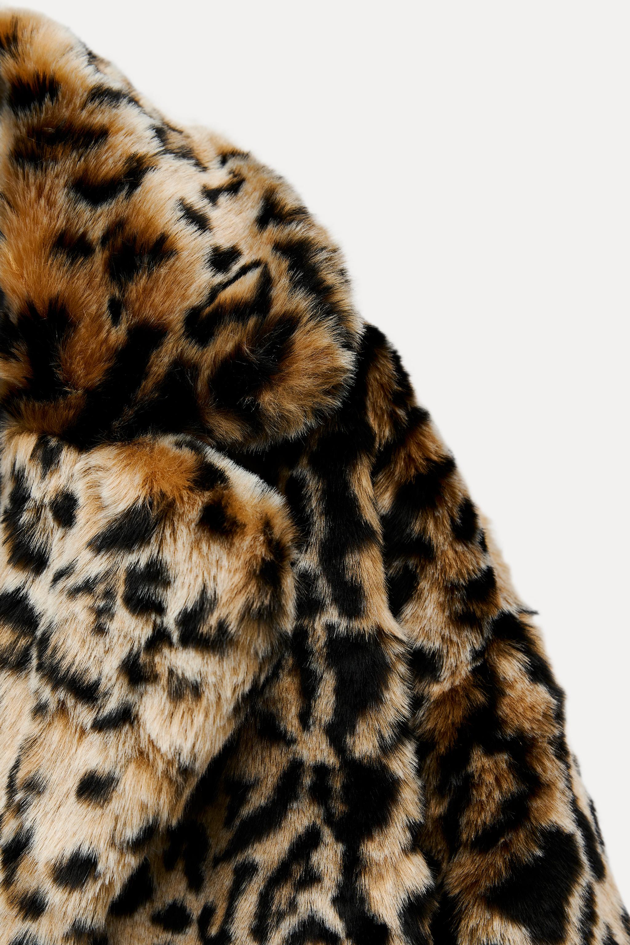 ANIMAL PRINT FAUX FUR COAT