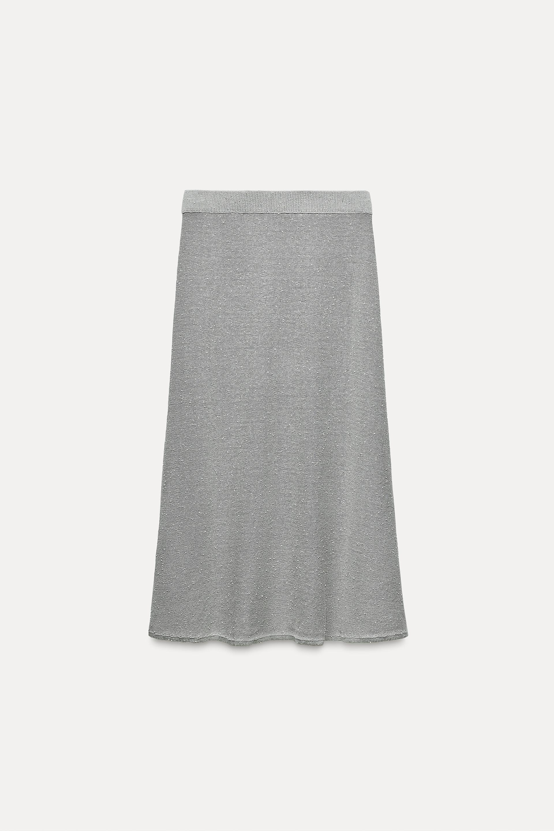 KNIT MIDI SKIRT WITH BEADING