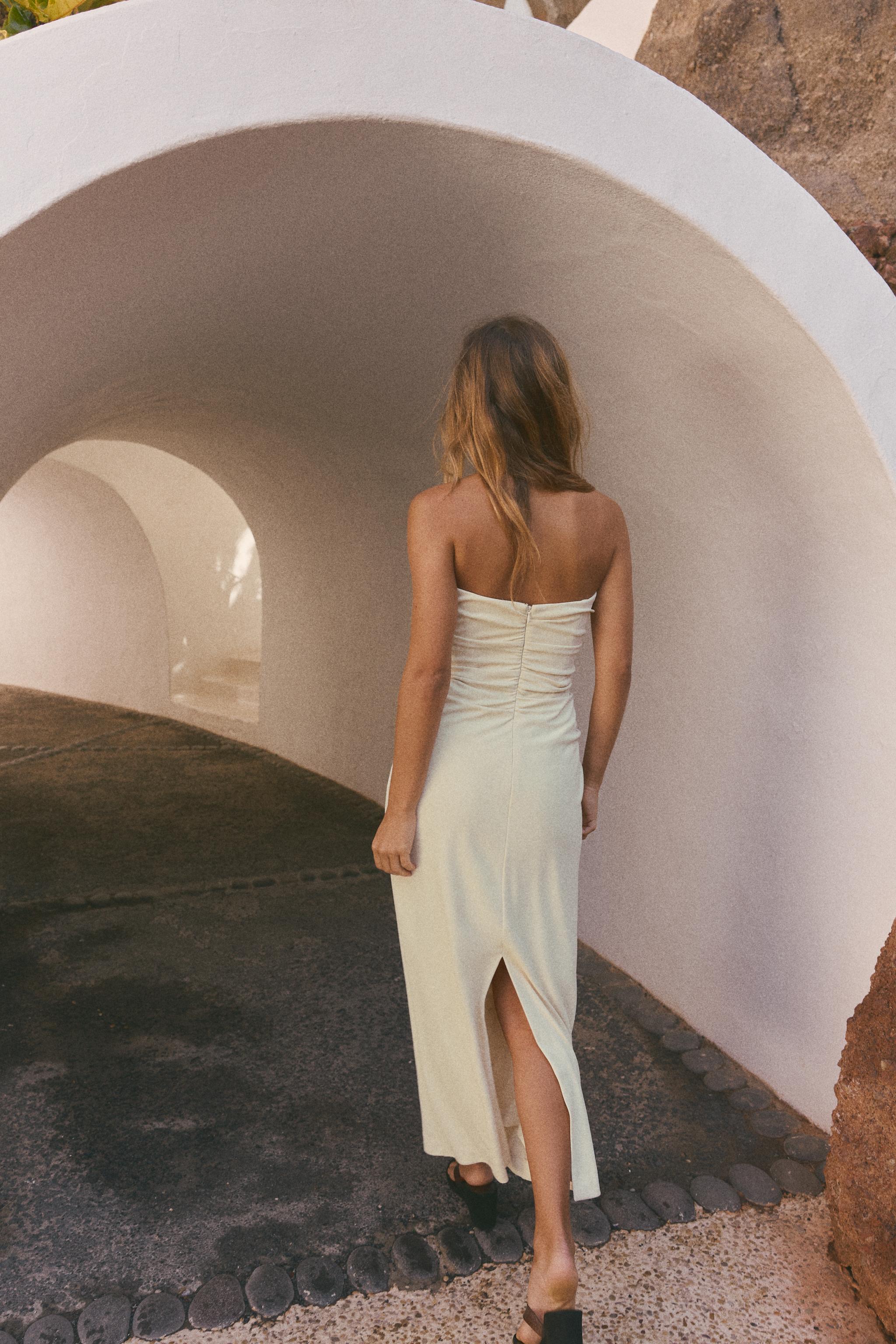 STRAPLESS MIDI DRESS