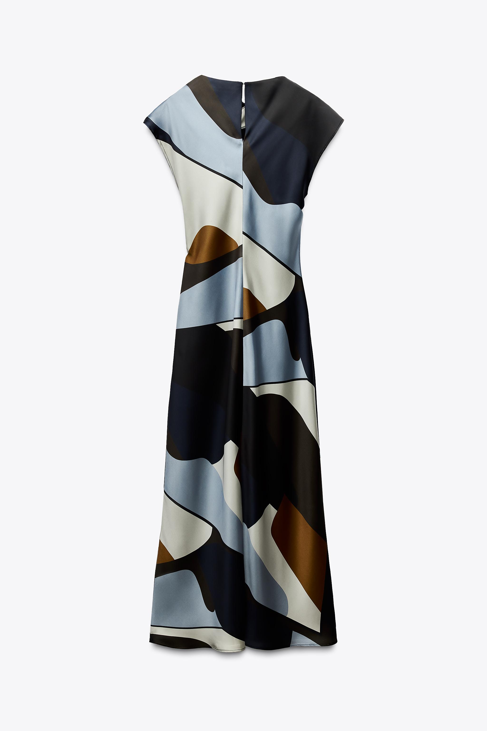 SATIN PRINTED MIDI DRESS