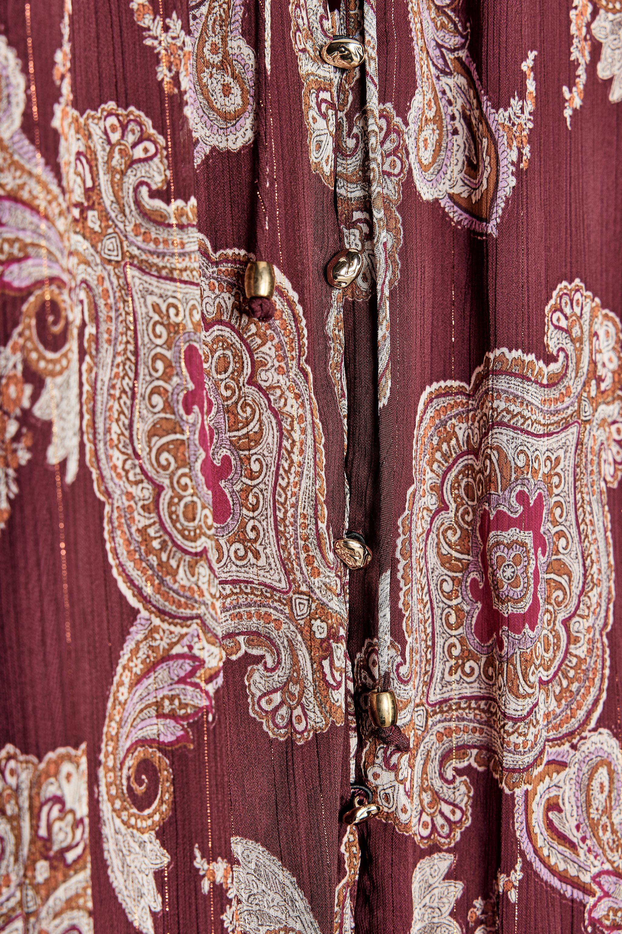 LONG METALLIC THREAD PRINTED DRESS