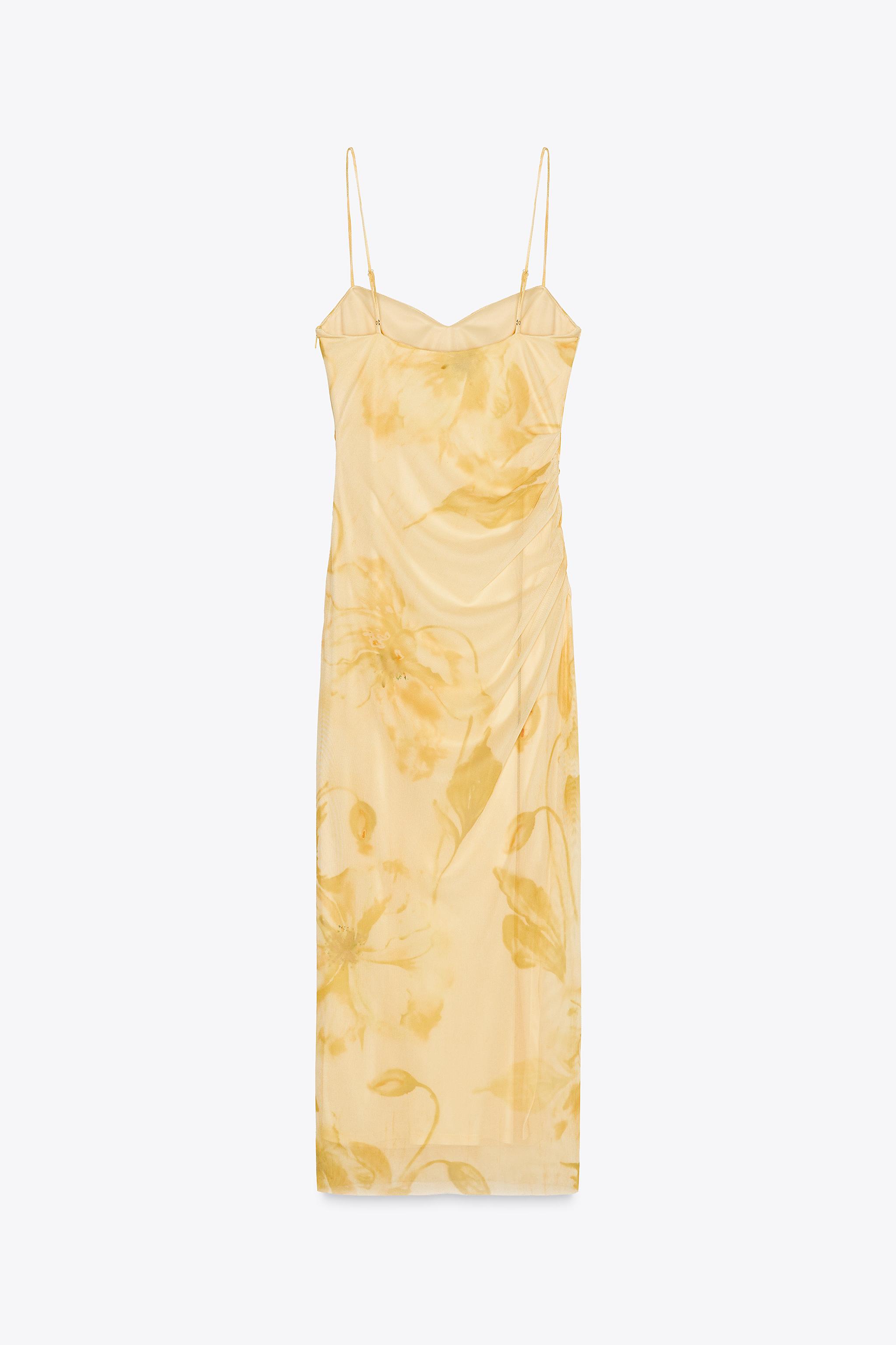 PRINTED TULLE MIDI DRESS