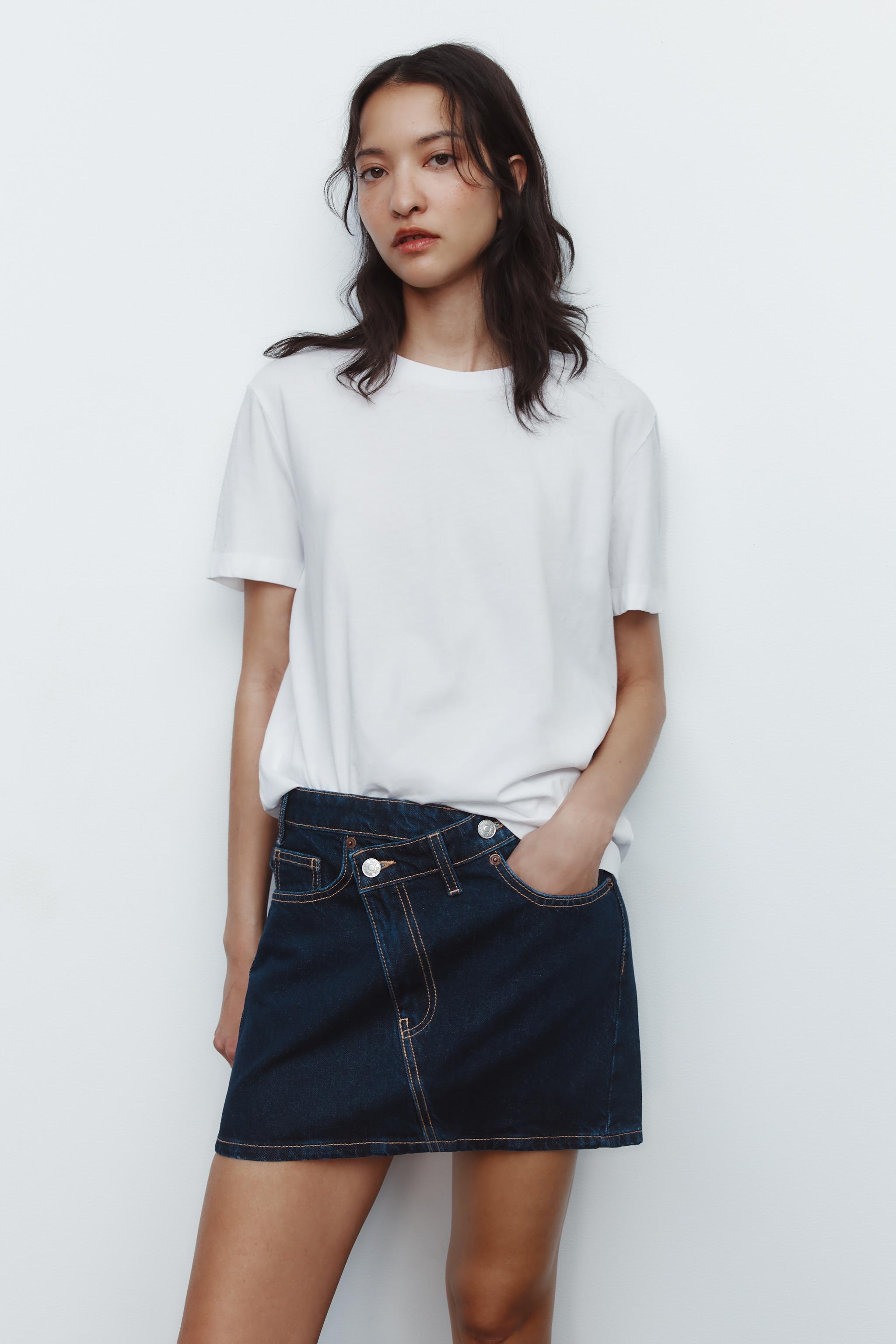 TRF CROSSOVER WAIST DENIM SKIRT