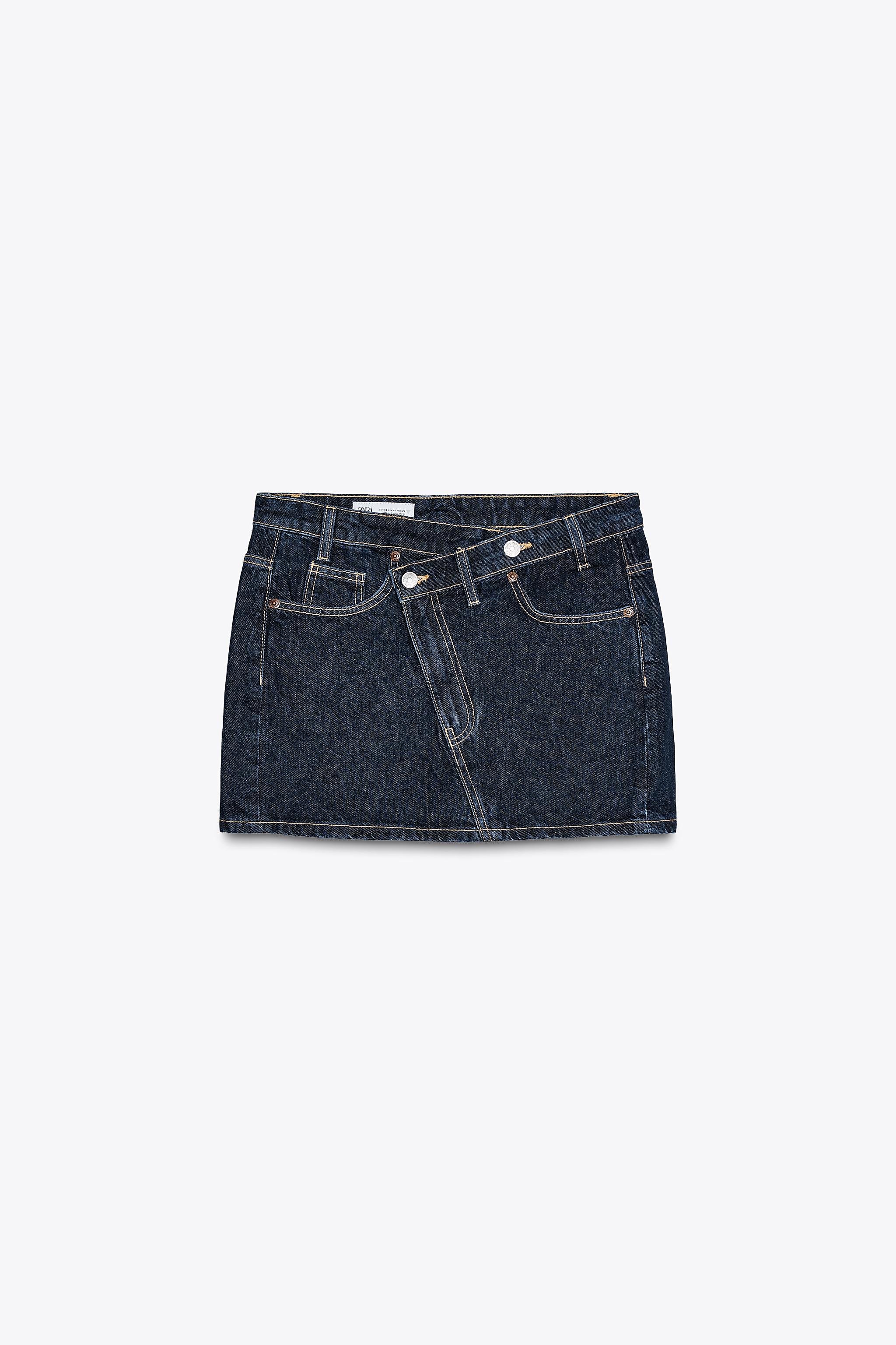 TRF CROSSOVER WAIST DENIM SKIRT