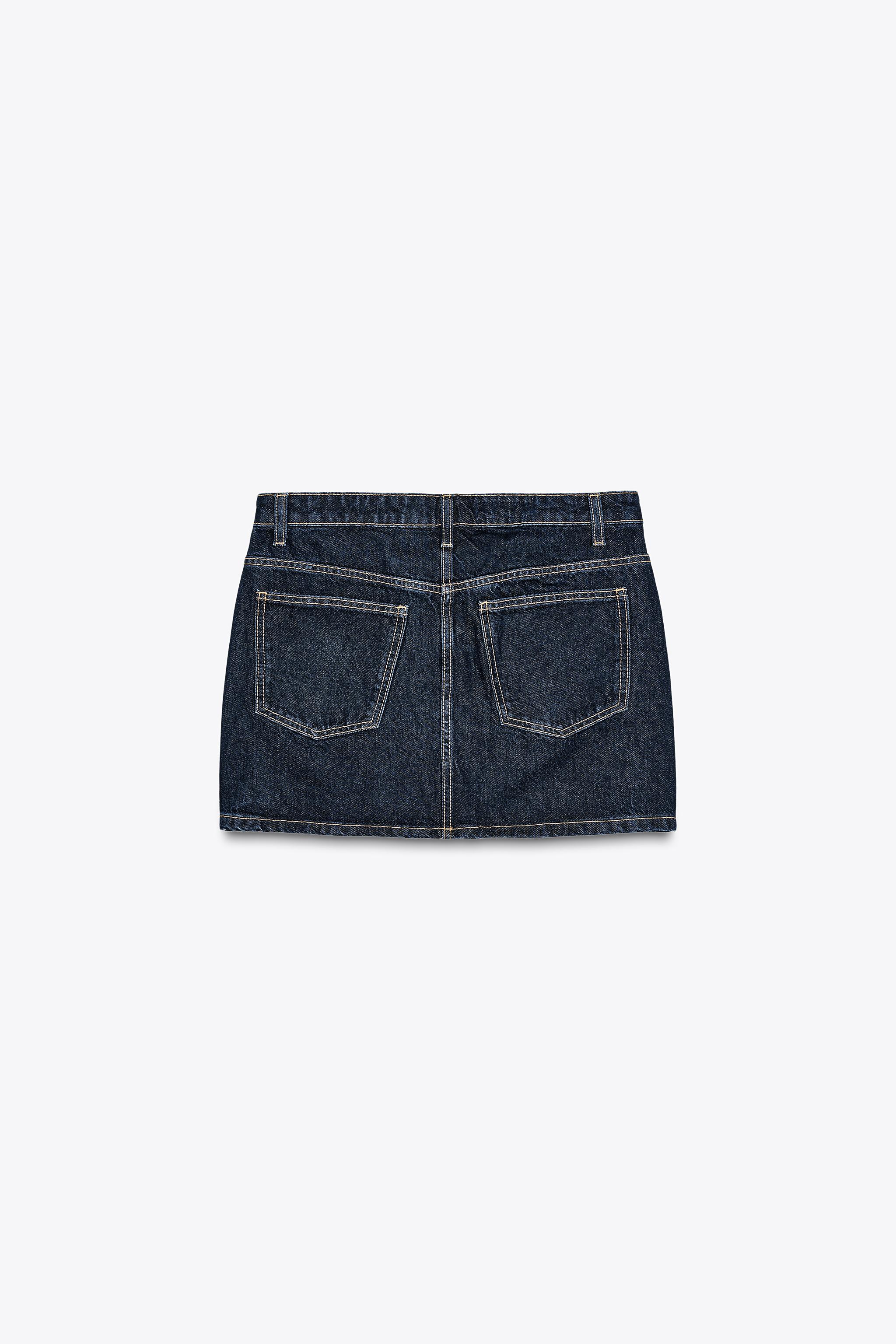 TRF CROSSOVER WAIST DENIM SKIRT