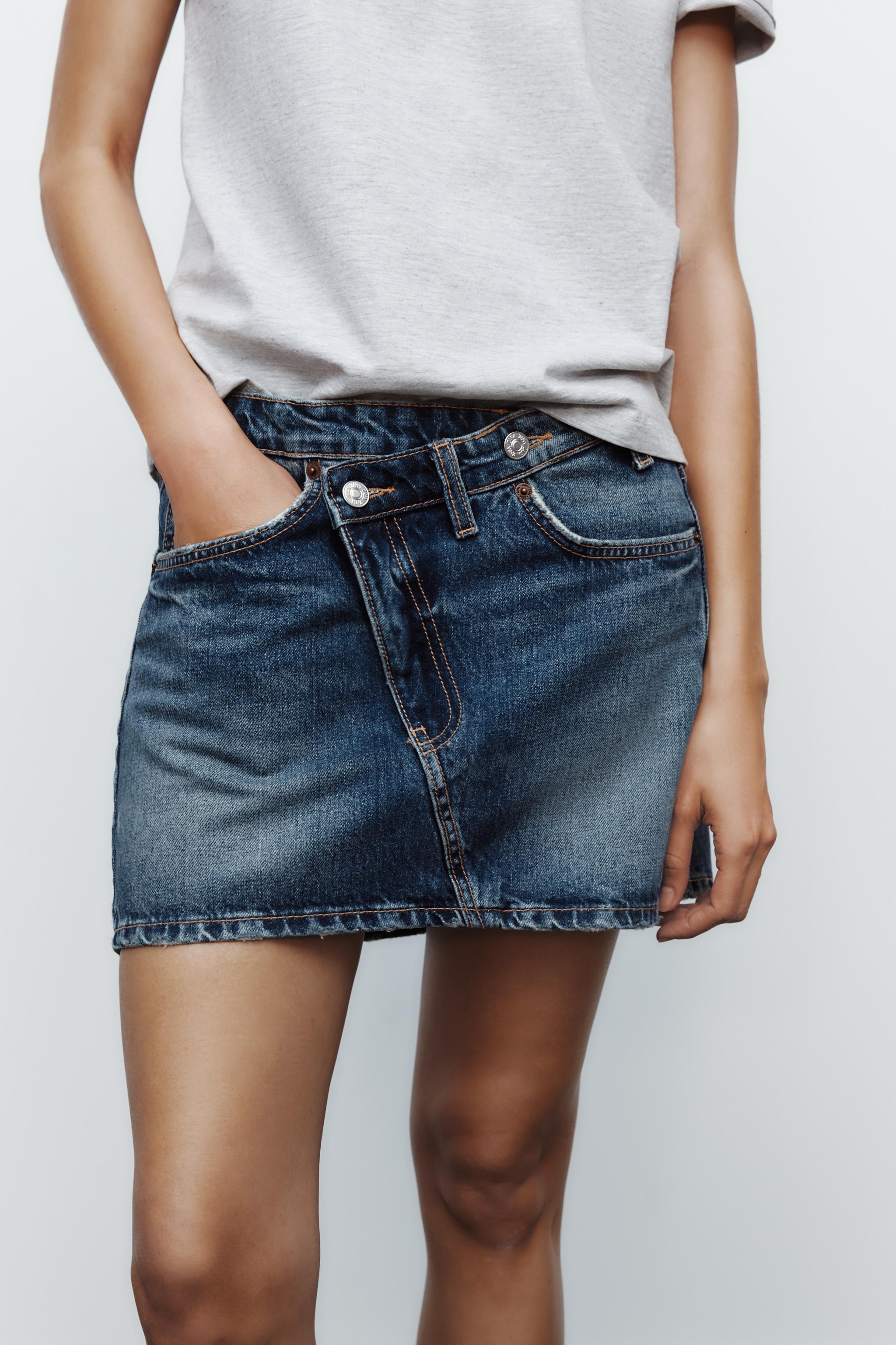 TRF CROSSOVER WAIST DENIM SKIRT