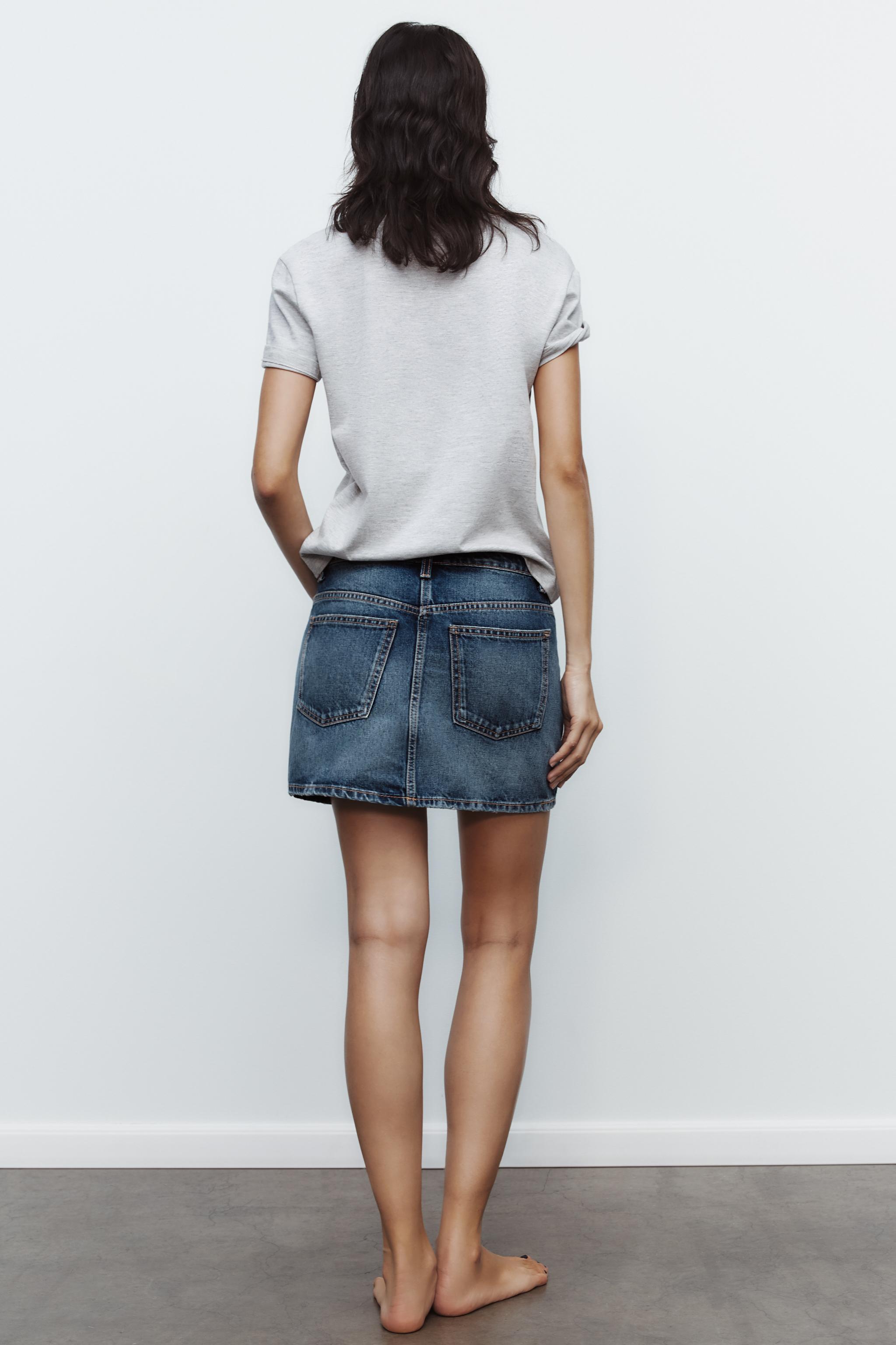 TRF CROSSOVER WAIST DENIM SKIRT