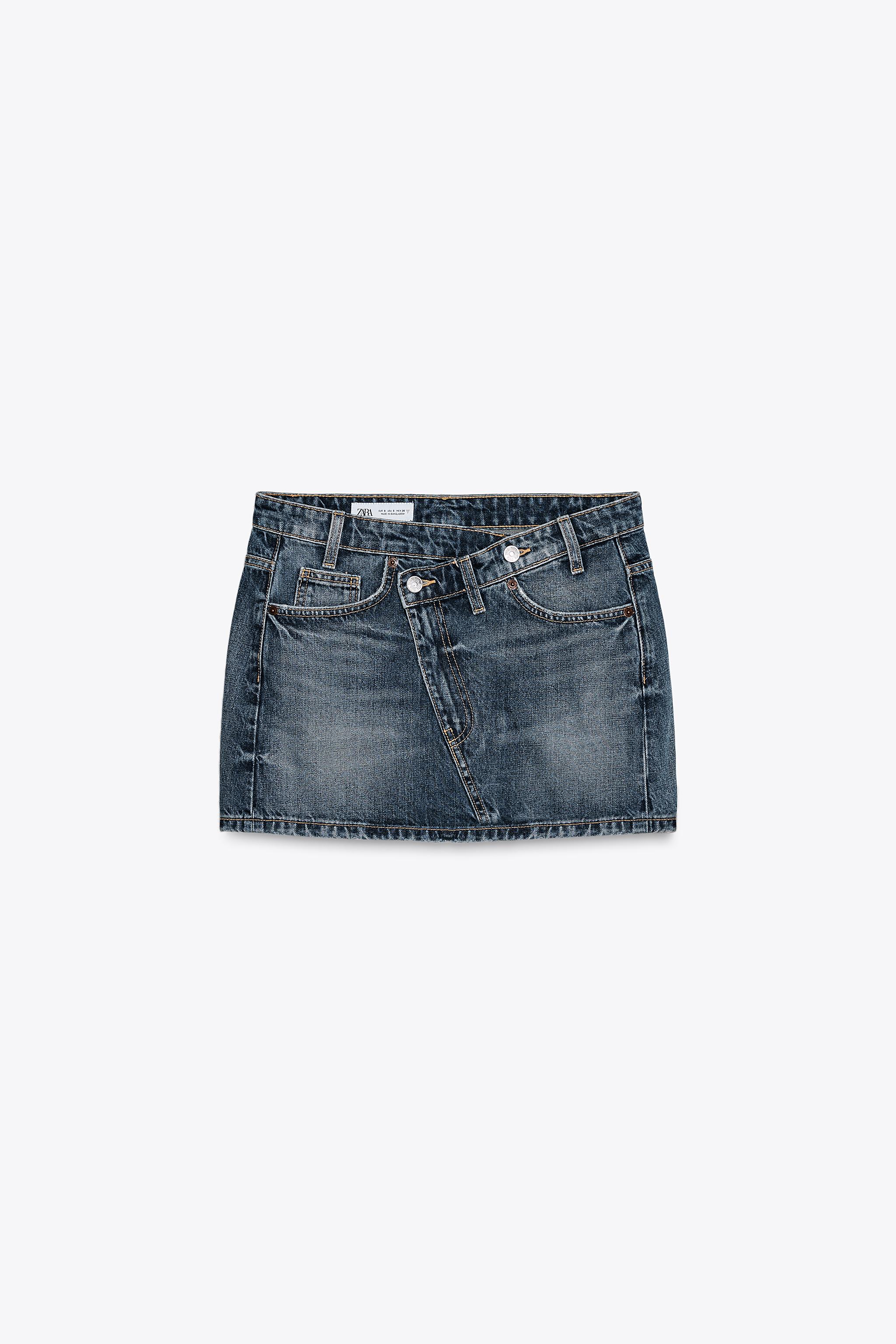 TRF CROSSOVER WAIST DENIM SKIRT