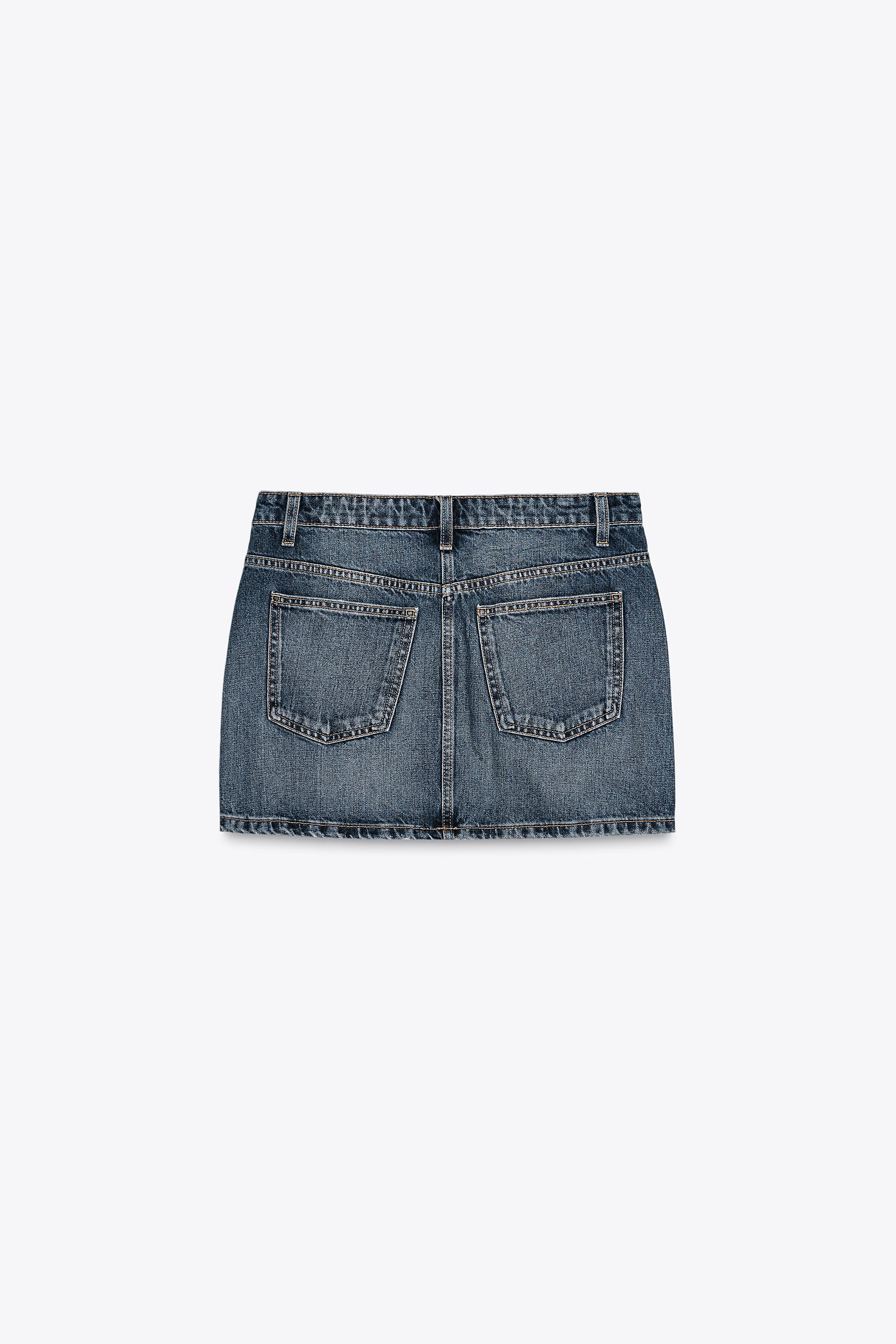 TRF CROSSOVER WAIST DENIM SKIRT