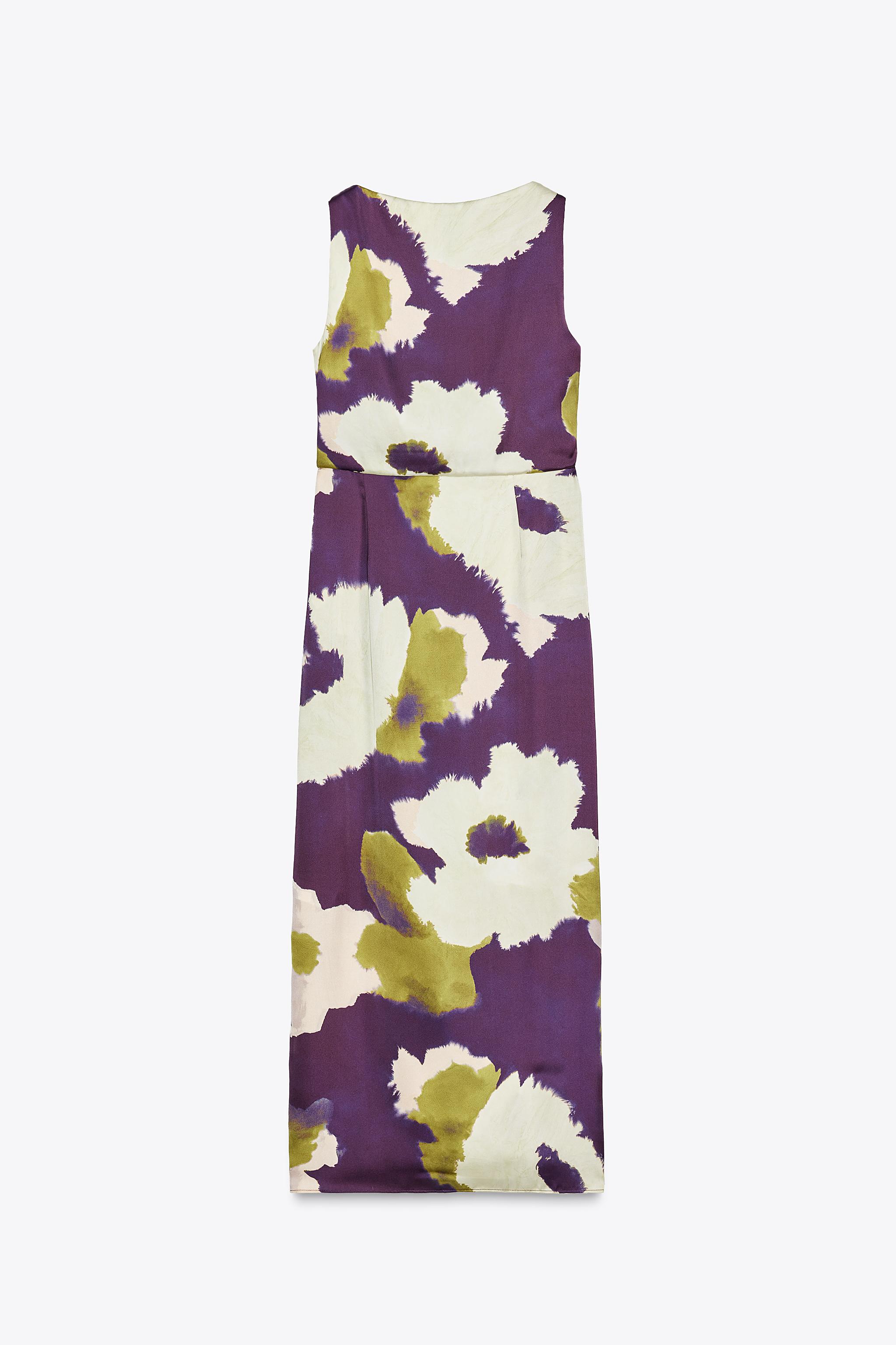 PRINTED SATIN MIDI DRESS