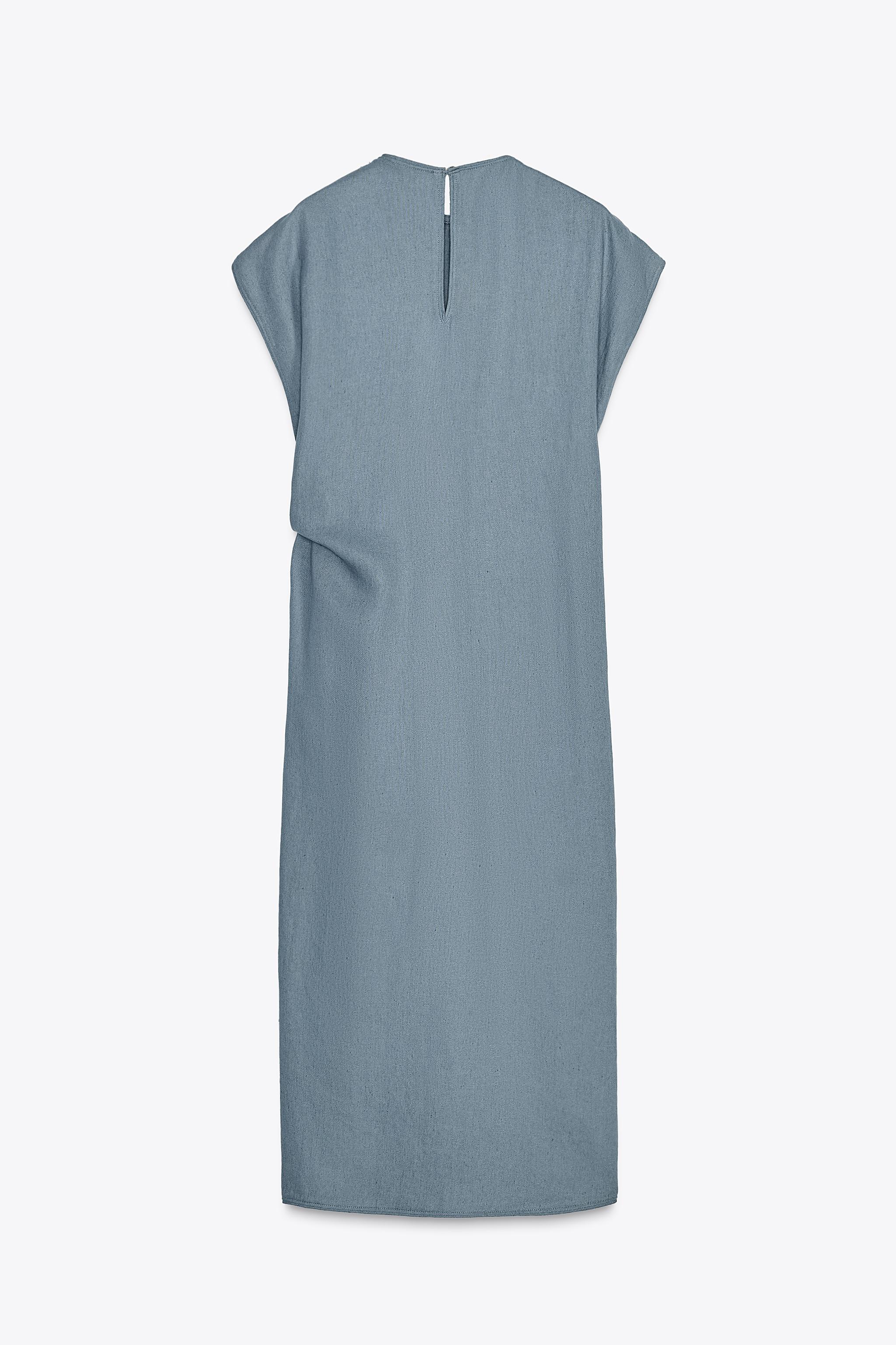 ZW COLLECTION LINEN-BLEND DRAPED DRESS