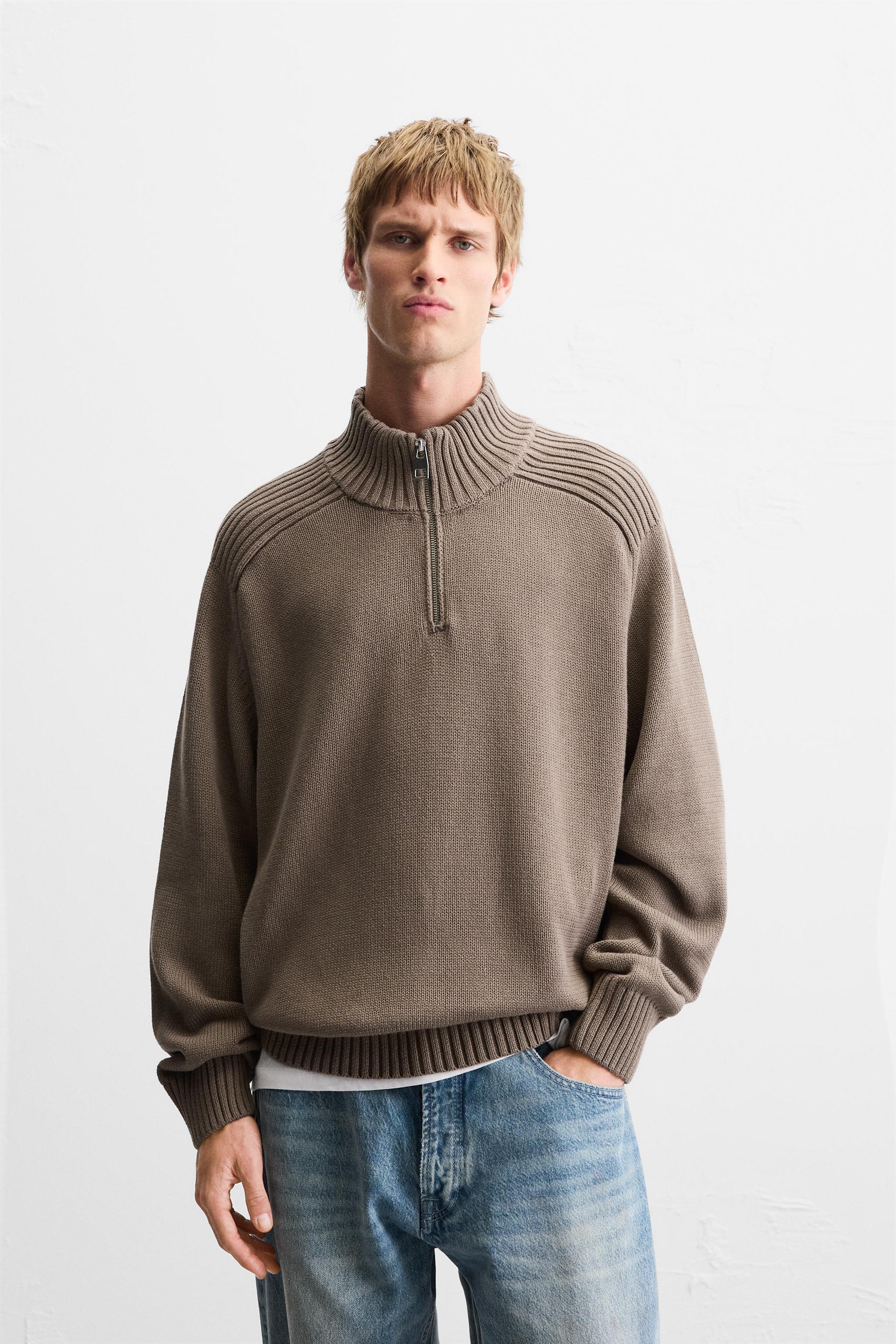 HIGH NECK QUARTER-ZIP SWEATER