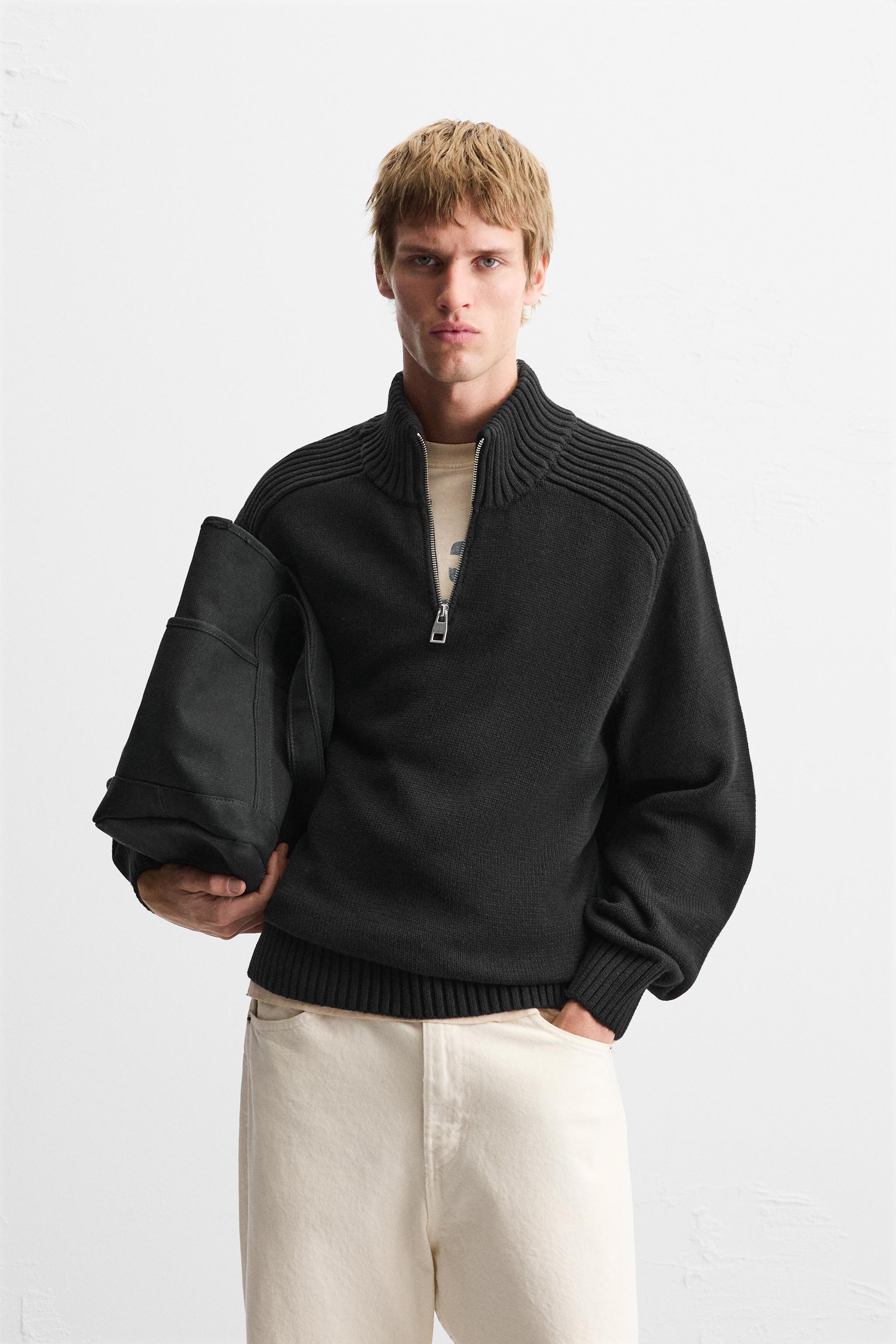 HIGH NECK QUARTER-ZIP SWEATER