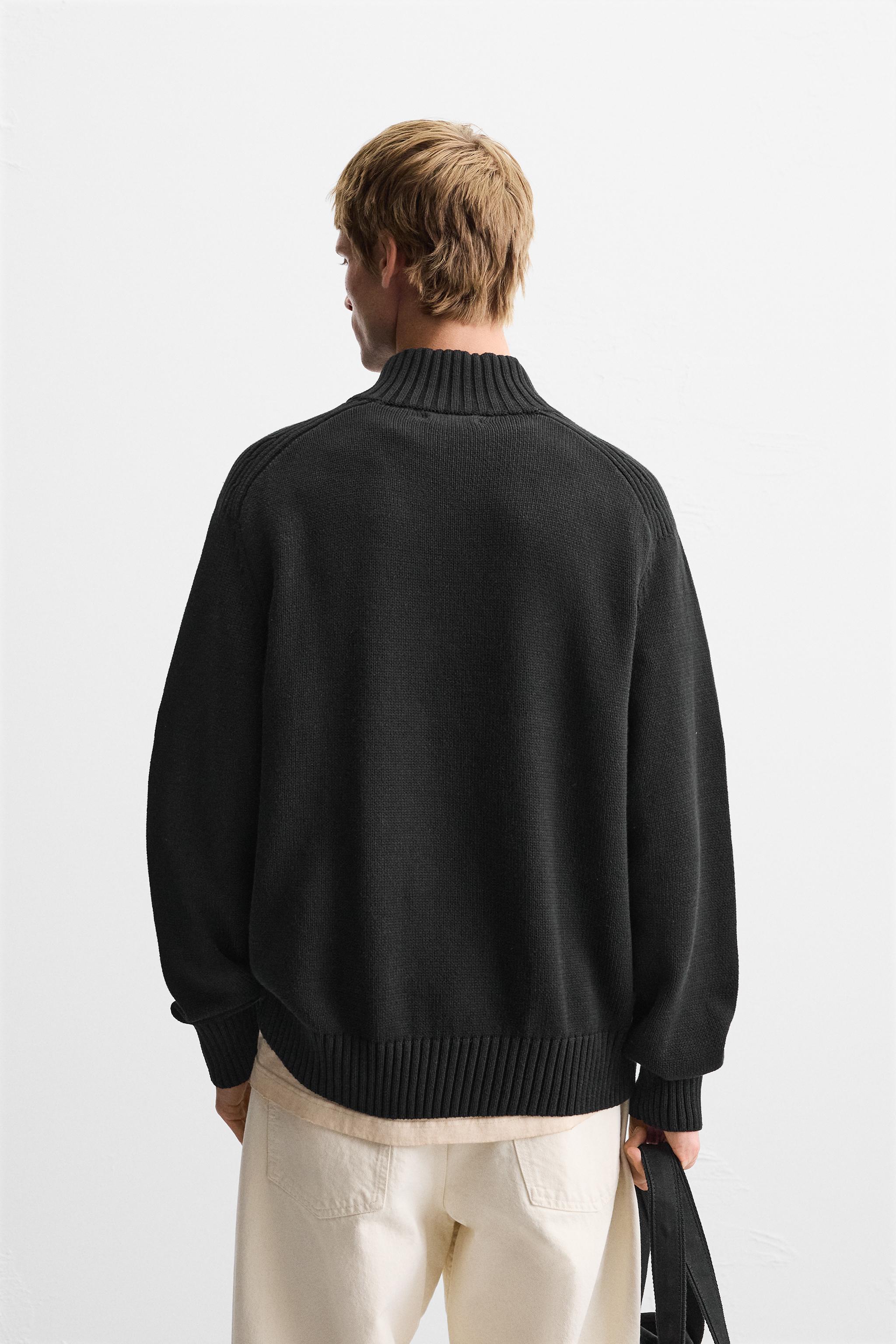 HIGH NECK QUARTER-ZIP SWEATER