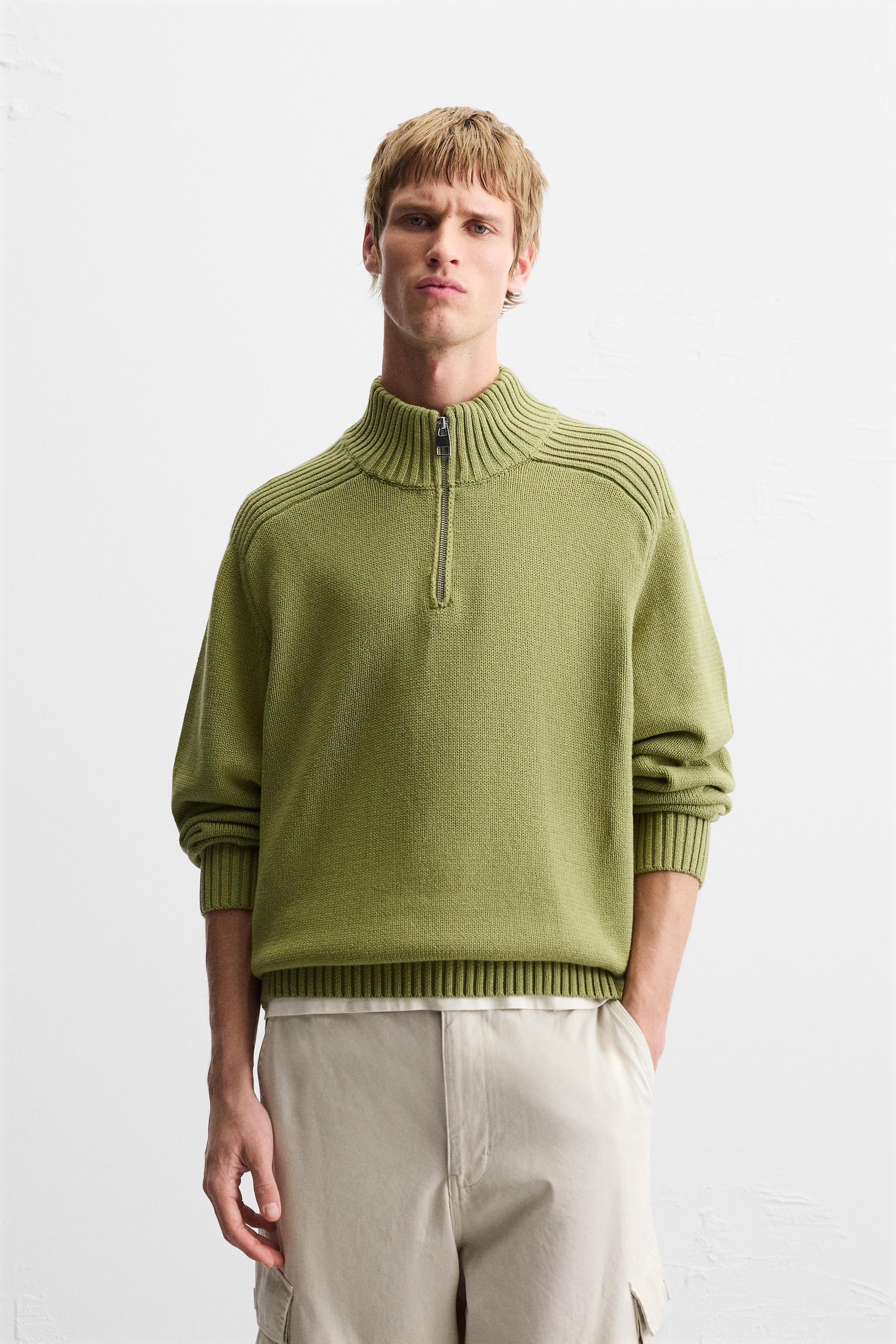 HIGH NECK QUARTER-ZIP SWEATER