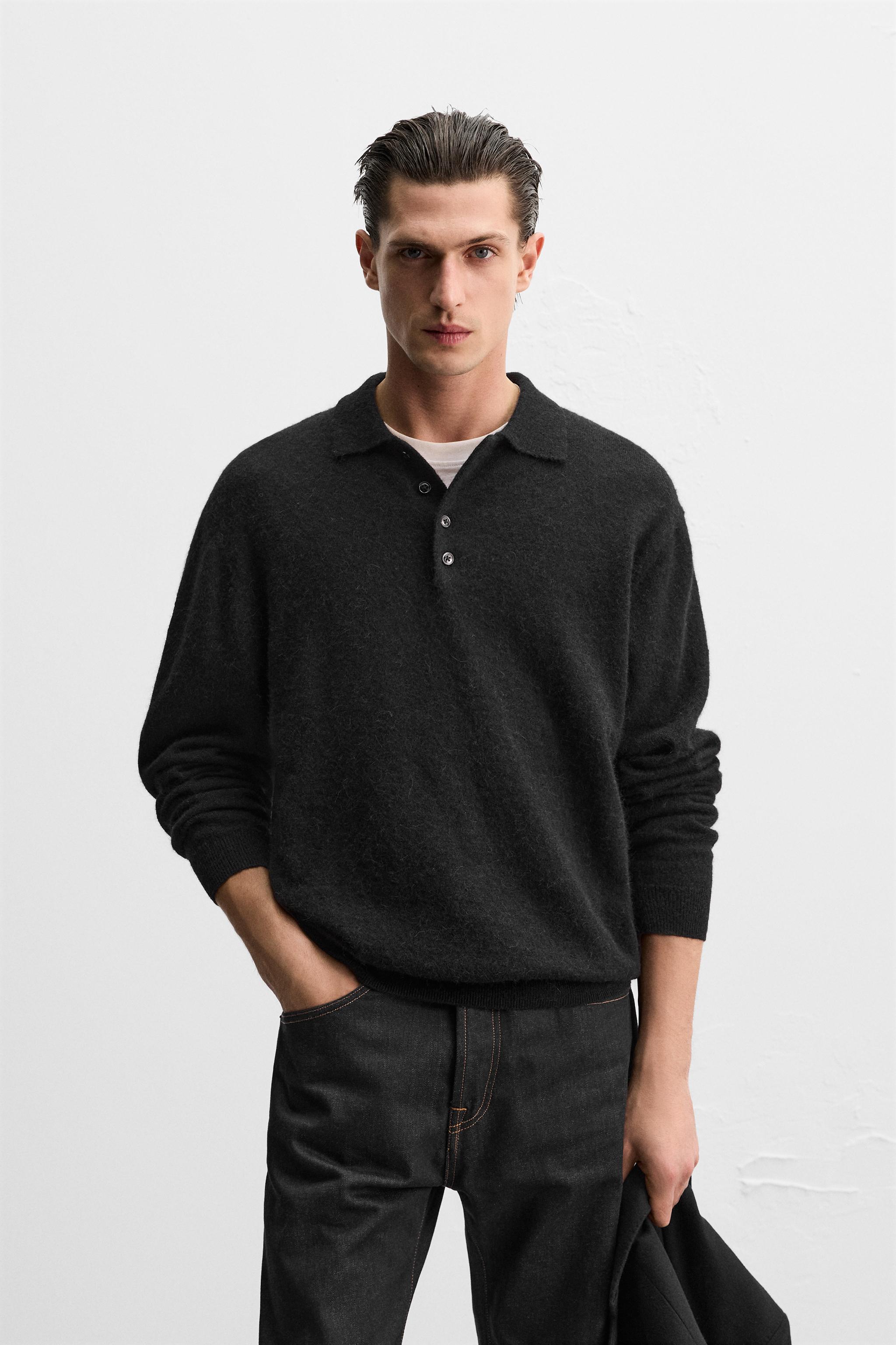 COTTON-WOOL KNIT POLO SHIRT