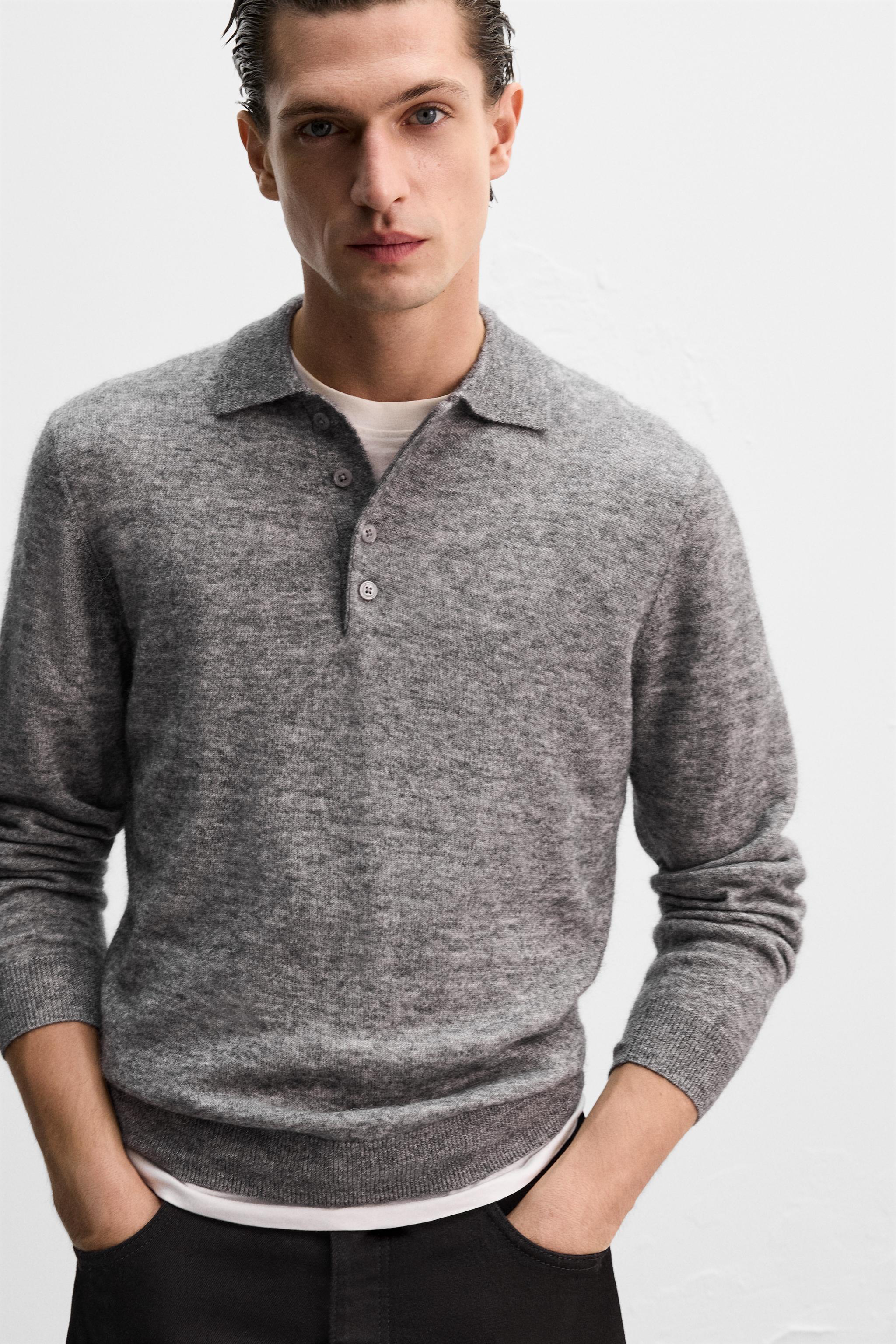 COTTON-WOOL KNIT POLO SHIRT