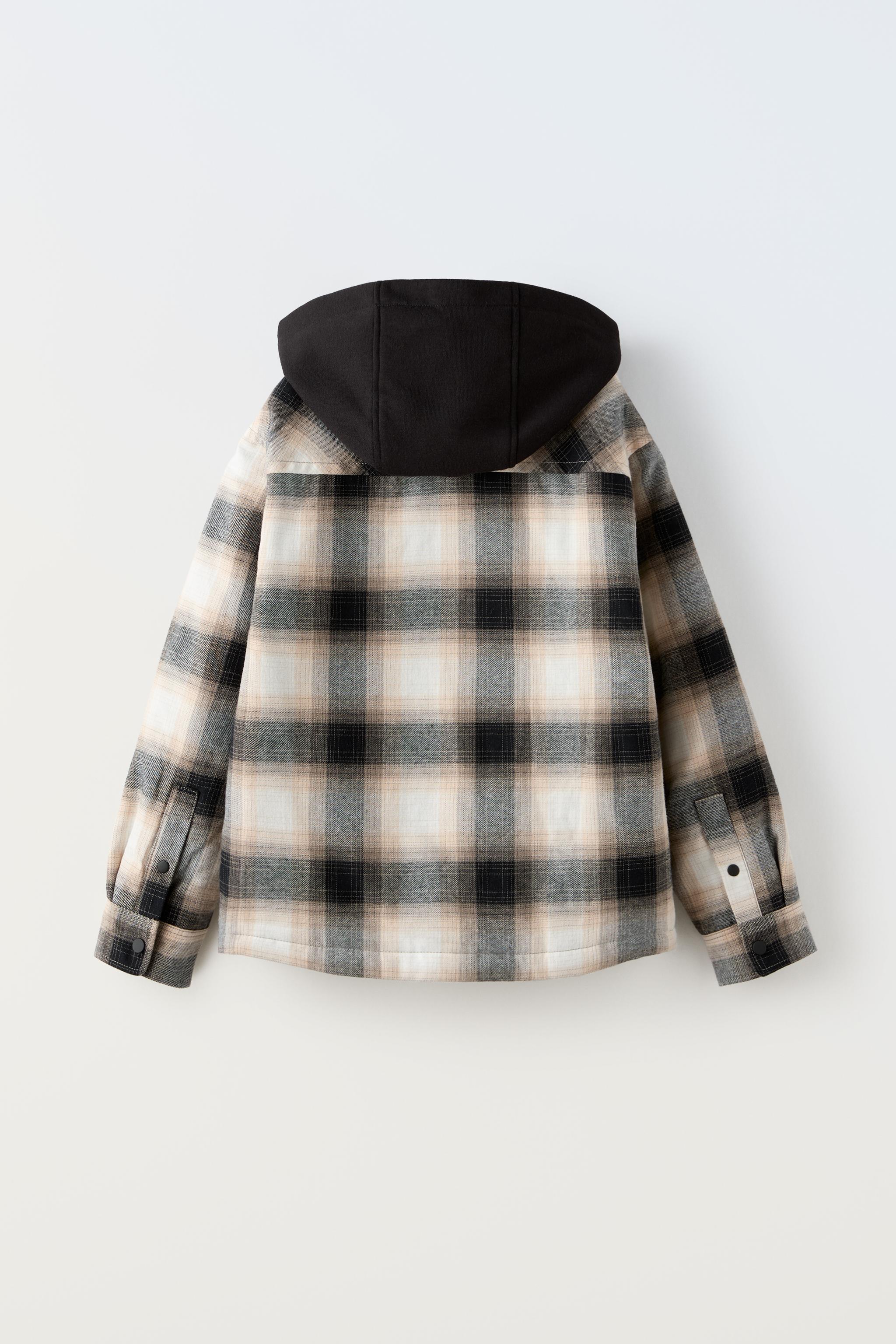 QUILTED CHECK OVERSHIRT WITH HOOD