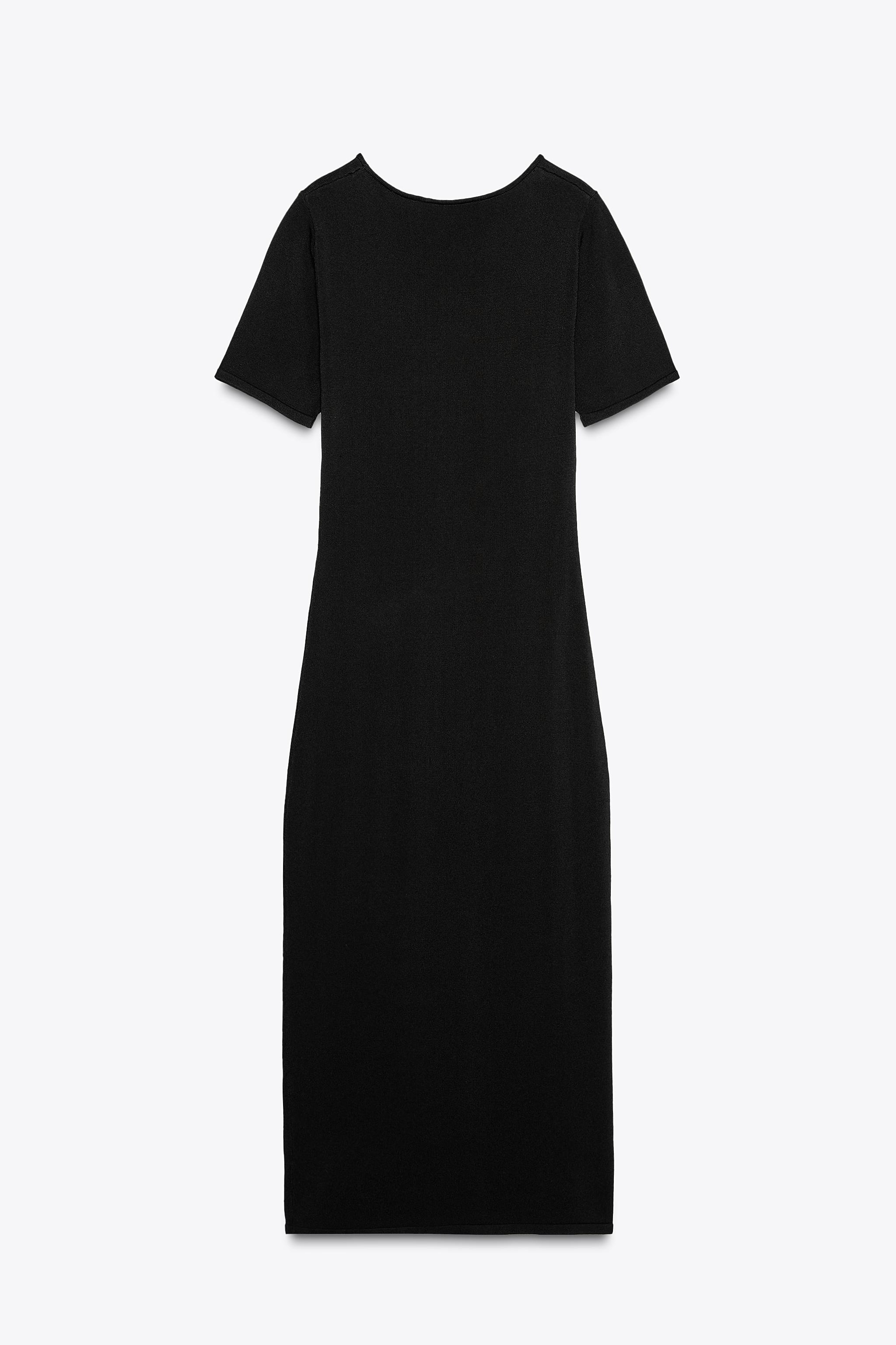 FITTED PLAIN KNIT MIDI DRESS