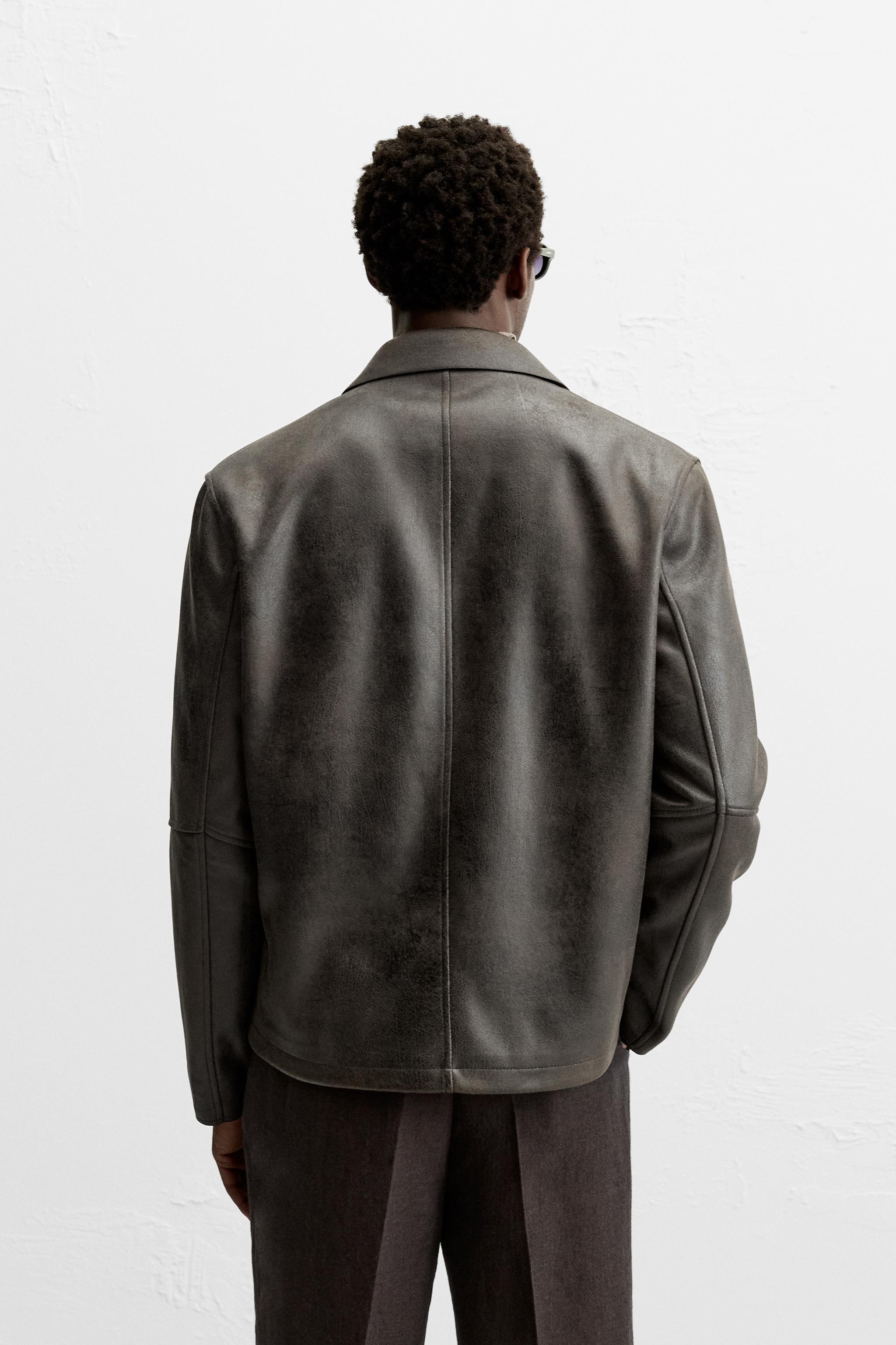 FADED LEATHER EFFECT OVERSHIRT