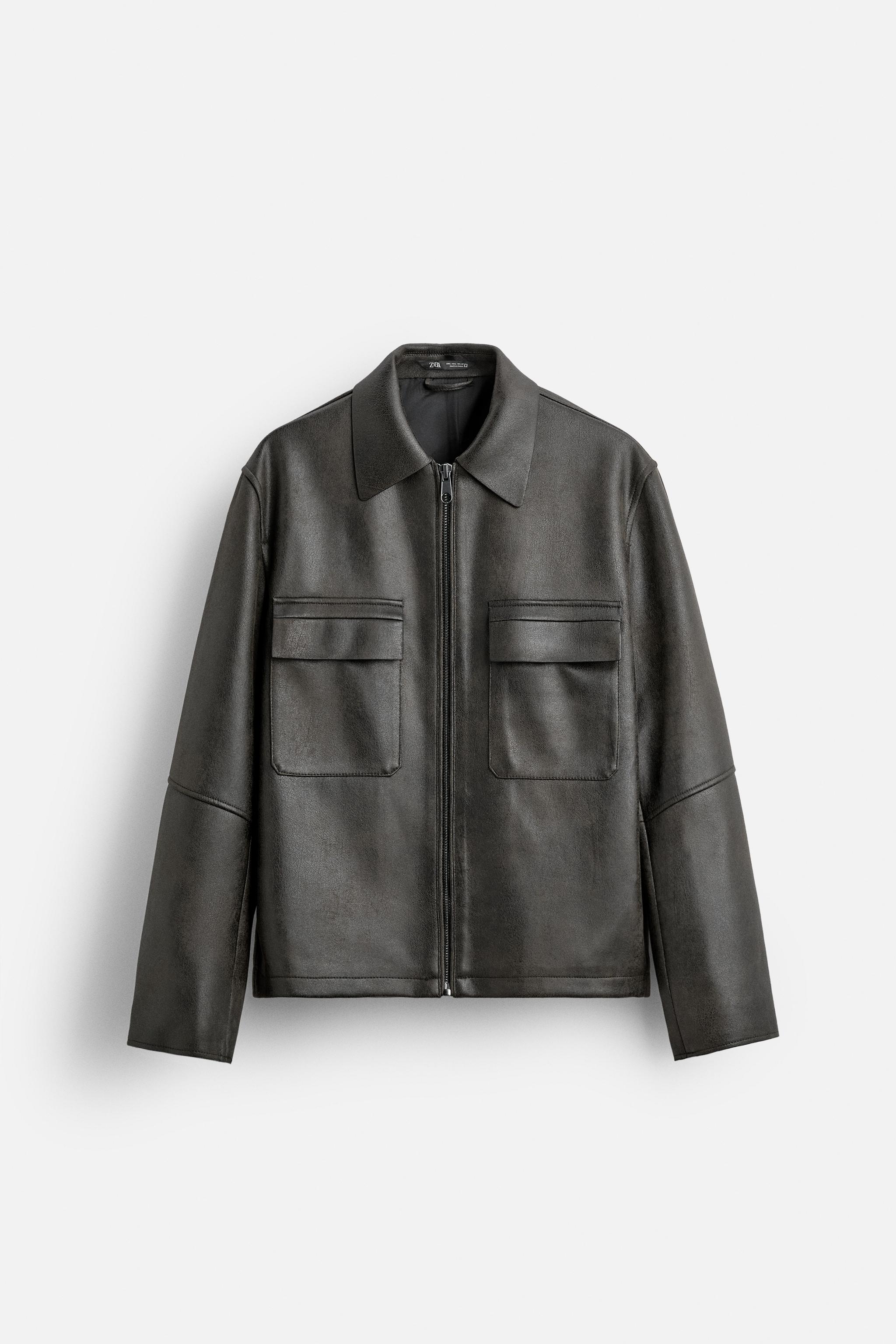 FADED LEATHER EFFECT OVERSHIRT