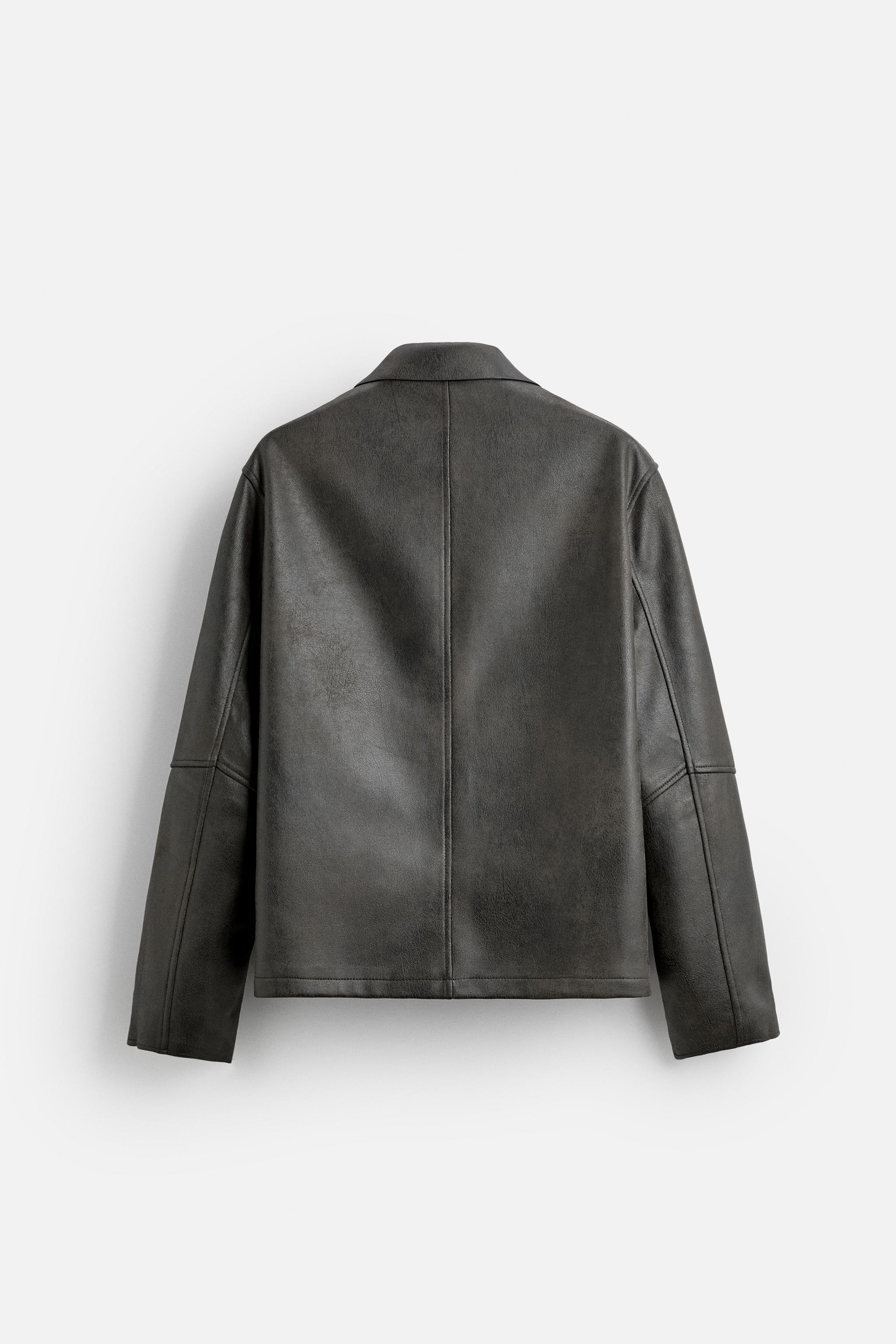 FADED LEATHER EFFECT OVERSHIRT