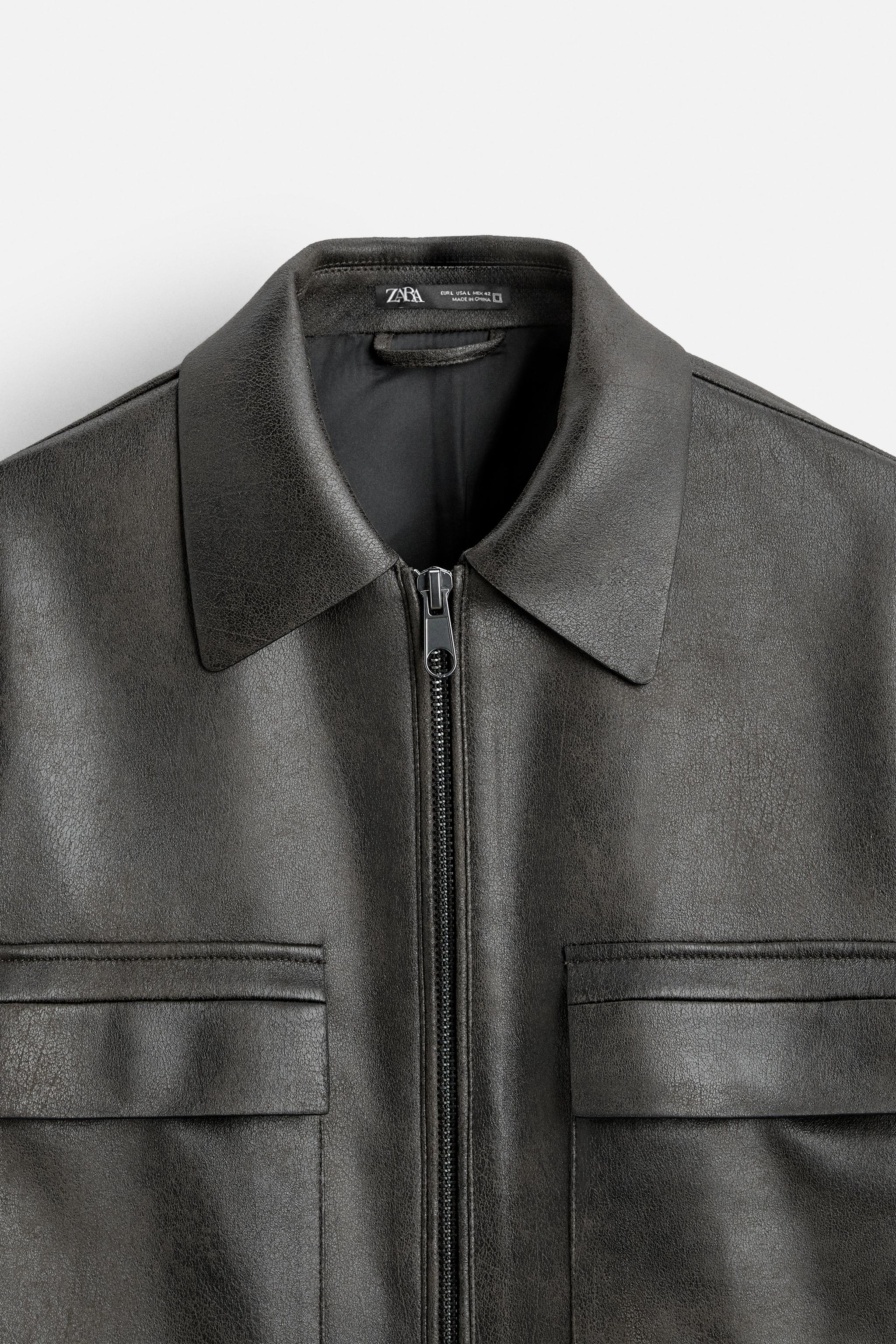 FADED LEATHER EFFECT OVERSHIRT