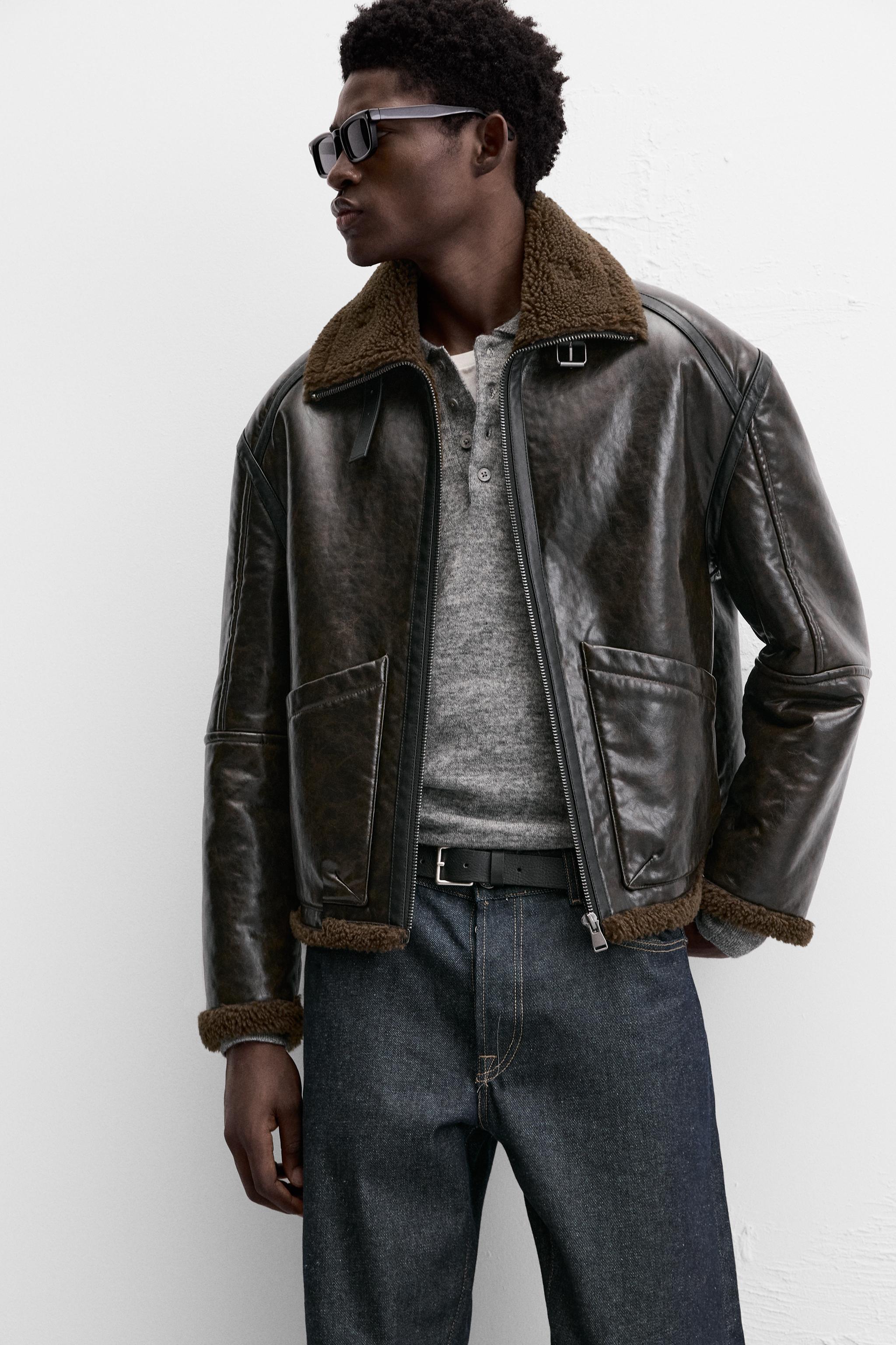 DOUBLE-FACED LEATHER EFFECT JACKET