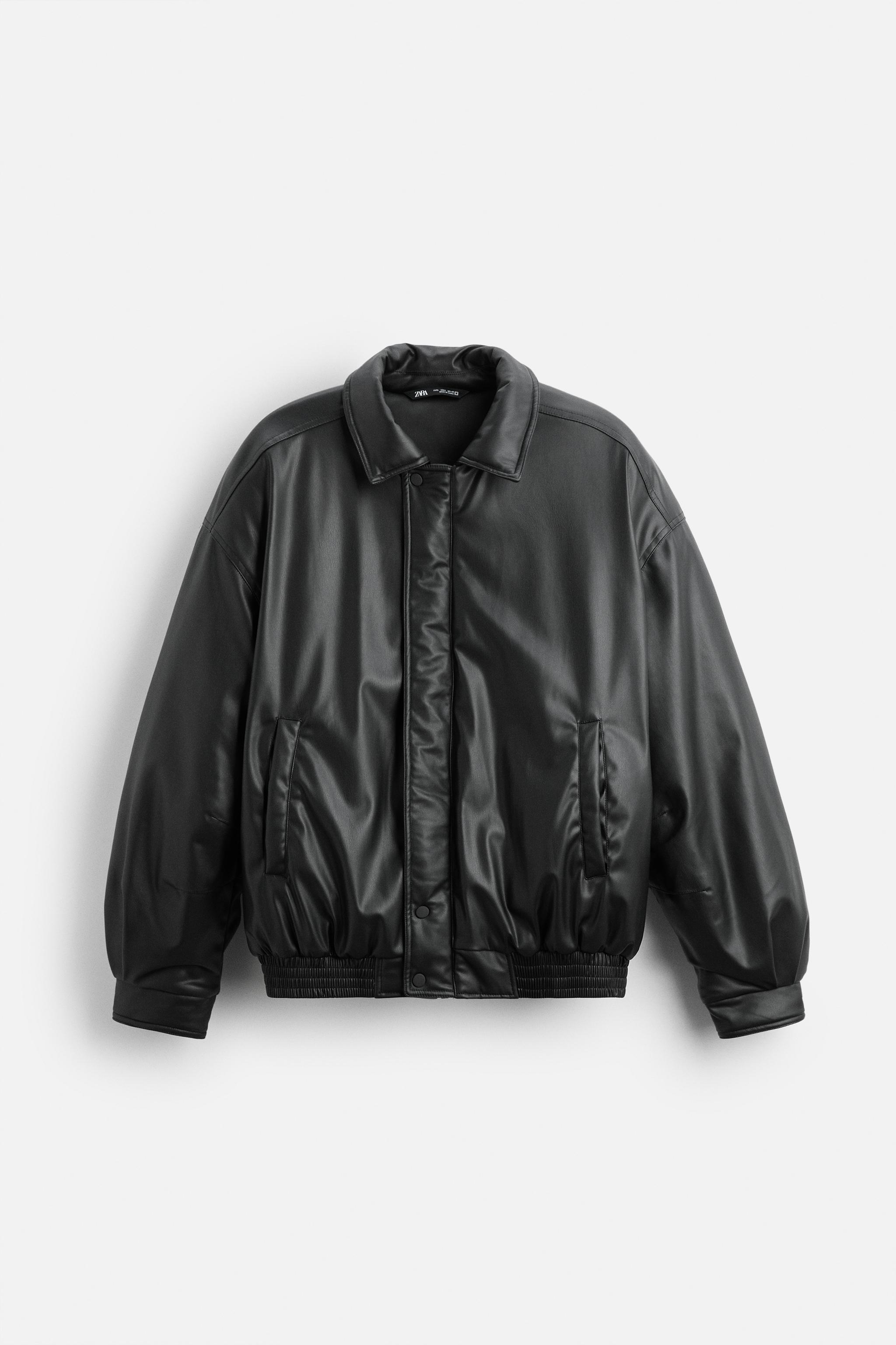 LEATHER EFFECT PUFFER JACKET