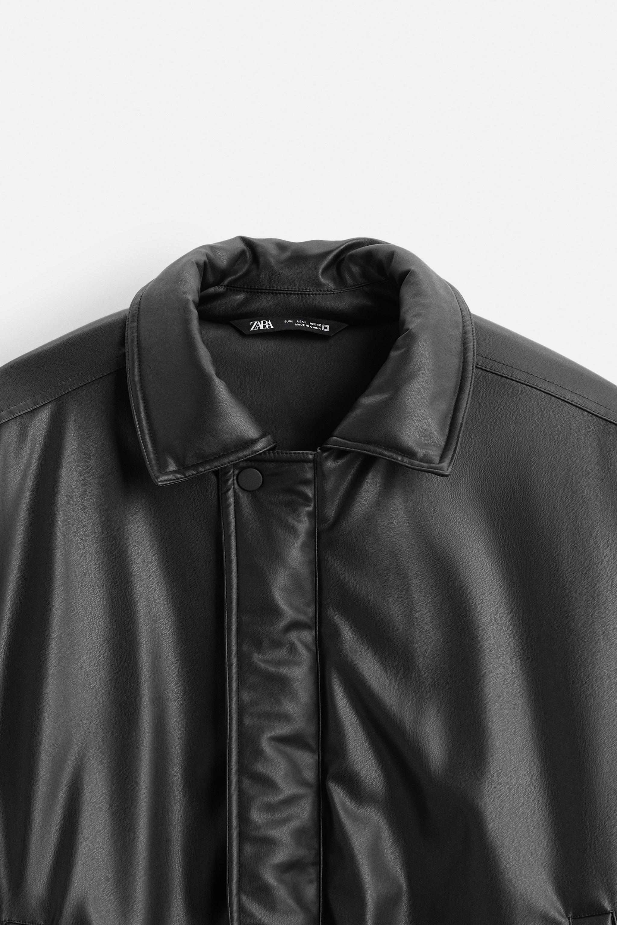 LEATHER EFFECT PUFFER JACKET